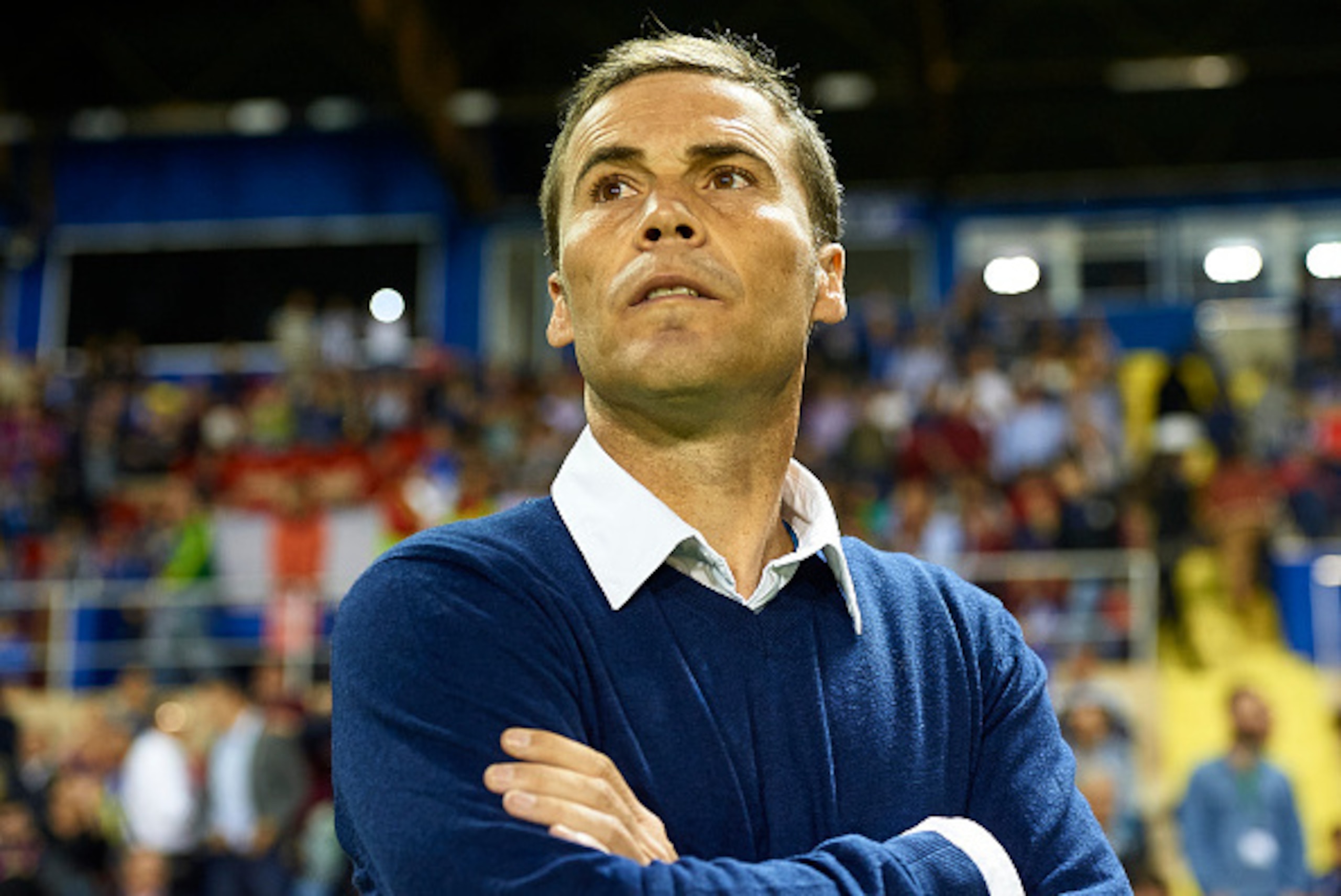 VALENCIA, SPAIN - NOVEMBER 07:  Levante UD manager Joan Francesc Ferrer Sicilia ' Rubi ' looks on prior to the La Liga match between Levante UD and RC Deportivo de La Coruna at Ciutat de Valencia Stadium on November 07, 2015 in Valencia, Spain.  (Photo by