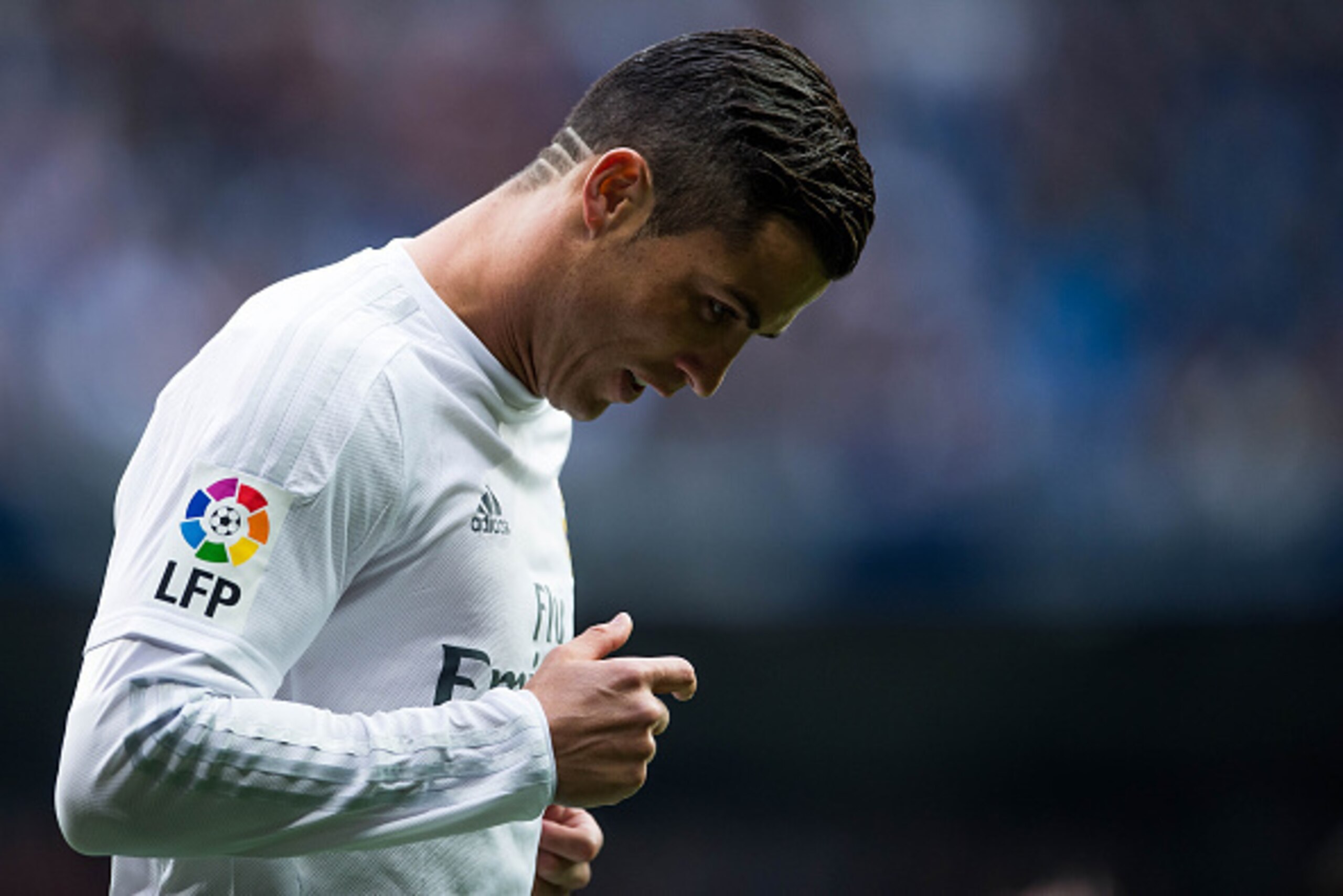 MADRID, SPAIN - DECEMBER 30:  Cristiano Ronaldo of Real Madrid CF looks on during the Real Madrid CF vs Real Sociedad match as part of the Liga BBVA 2015-2016 at Estadio Santiago Bernabeu on December 30, 2015 in Madrid, Spain.  (Photo by Aitor Alcalde/Pow