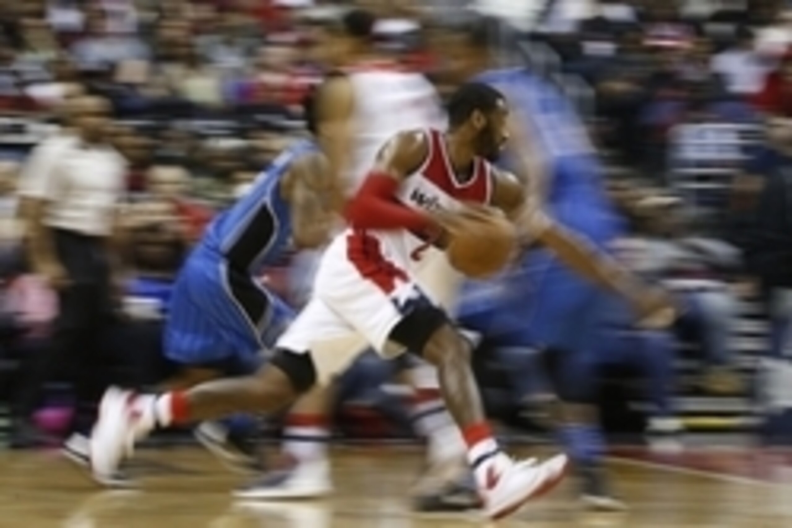 Jan 1, 2016; Washington, DC, USA; Washington Wizards guard John Wall (2) dribbles the ball against the Orlando Magic in the second quarter at Verizon Center. Mandatory Credit: Geoff Burke-USA TODAY Sports