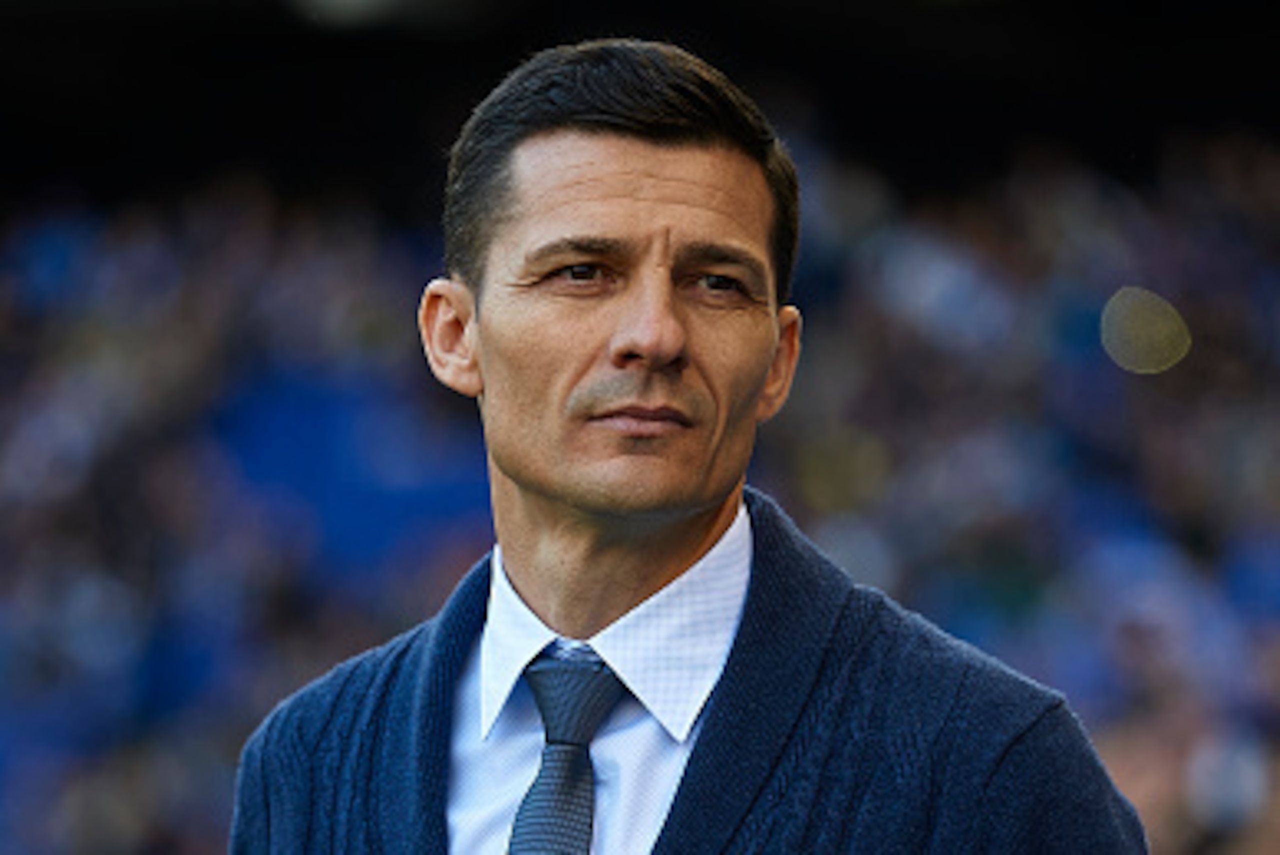 BARCELONA, SPAIN - JANUARY 02:  Manager Constantin Galca of Espanyol looks on prior the La Liga match between Real CD Espanyol and FC Barcelona at Cornella-El Prat Stadium on January 2, 2016 in Barcelona, Spain.  (Photo by Manuel Queimadelos Alonso/Getty 