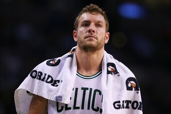 BOSTON, MA - DECEMBER 11:  David Lee #42 of the Boston Celtics looks on during the second quarter against the Golden State Warriors at TD Garden on December 11, 2015 in Boston, Massachusetts.  (Photo by Maddie Meyer/Getty Images)