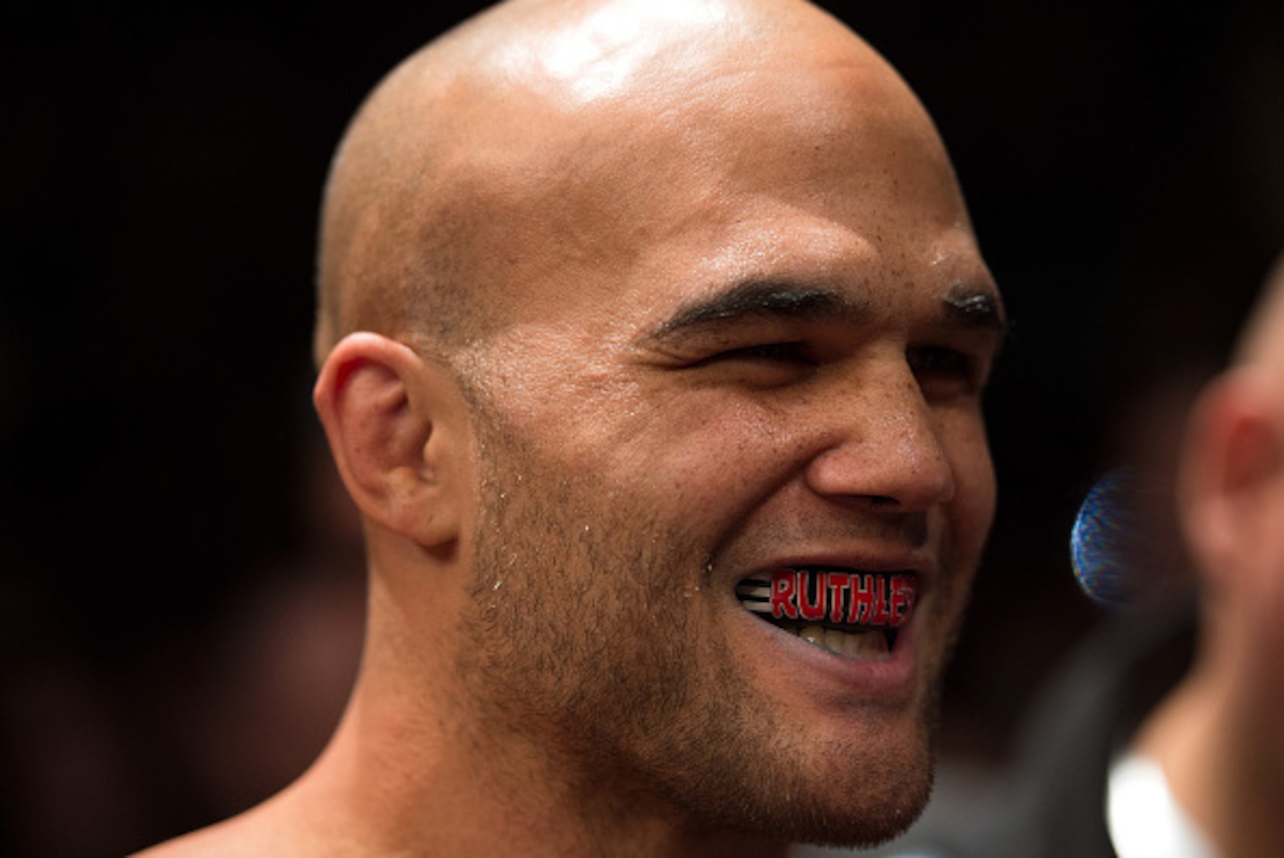 LAS VEGAS, NV - JANUARY 02:  Robbie Lawler prepares to enter the Octagon before facing Carlos Condit in their welterweight championship fight during the UFC 195 event inside MGM Grand Garden Arena on January 2, 2016 in Las Vegas, Nevada.  (Photo by Brando