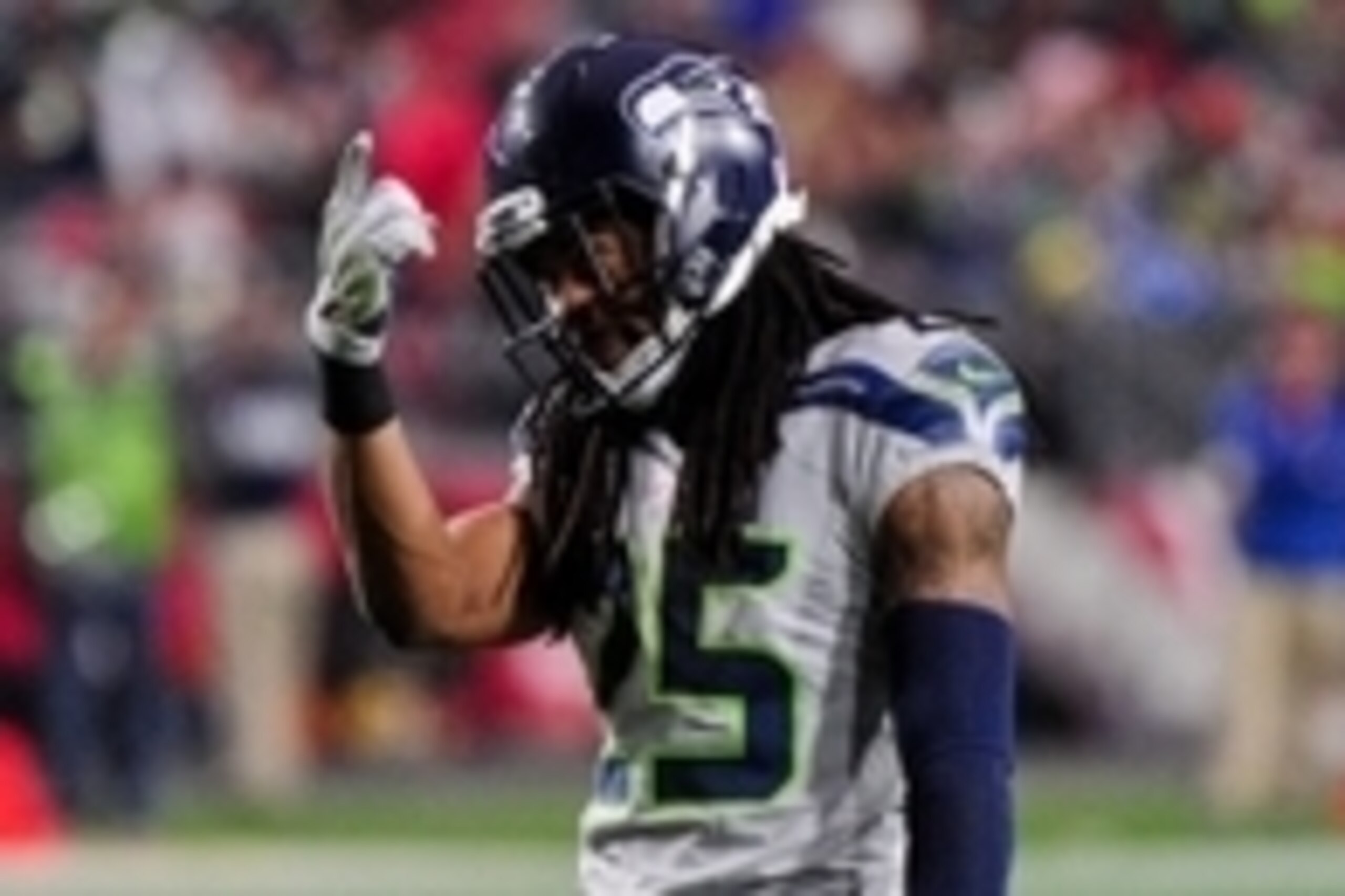 Jan 3, 2016; Glendale, AZ, USA; Seattle Seahawks cornerback Richard Sherman (25) reacts during the second half against the Arizona Cardinals at University of Phoenix Stadium. Mandatory Credit: Matt Kartozian-USA TODAY Sports Jan 3, 2016; Glendale, AZ, USA; Seattle Seahawks cornerback Richard Sherman (25) reacts during the second half against the Arizona Cardinals at University of Phoenix Stadium. Mandatory Credit: Matt Kartozian-USA TODAY Sports