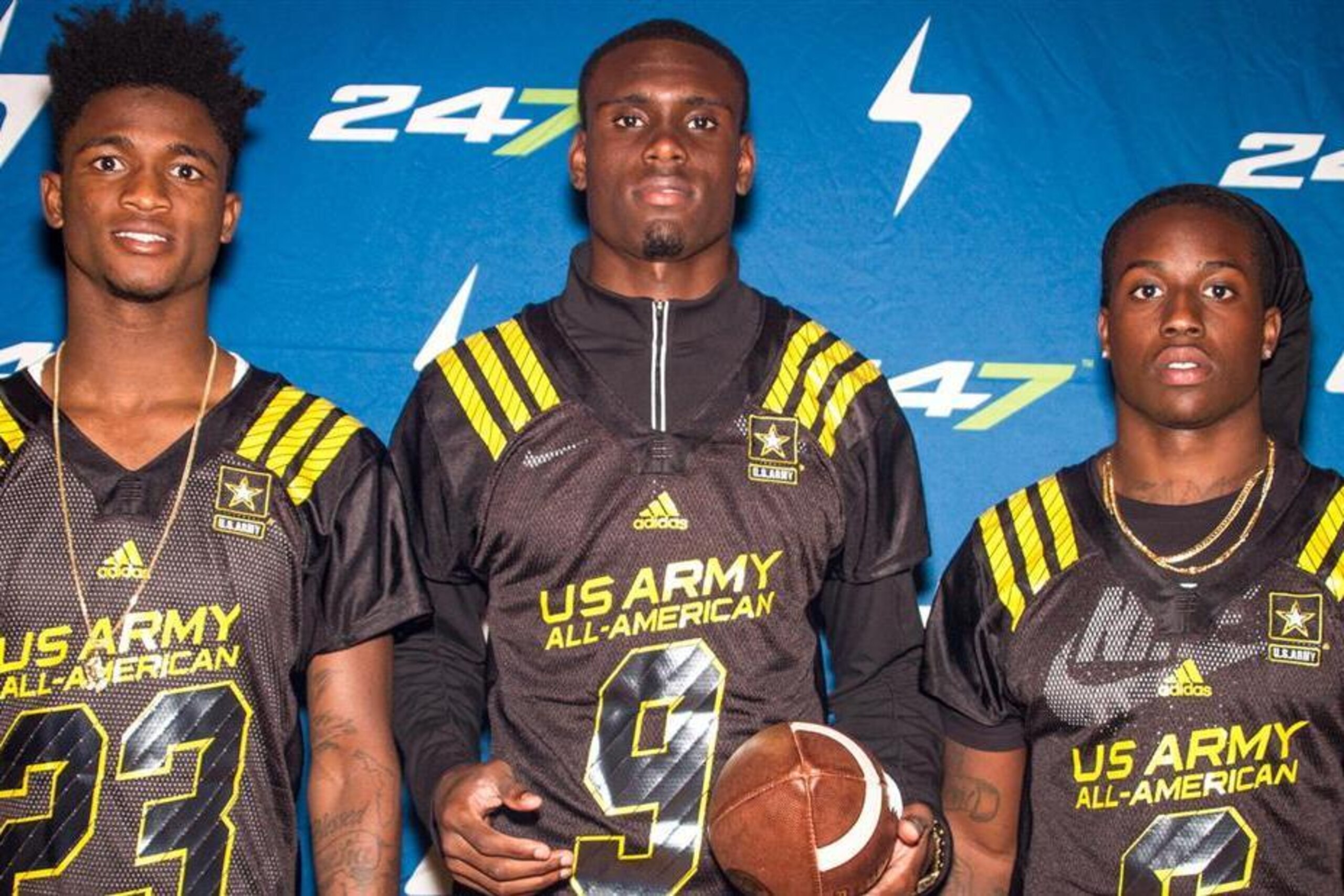 Coconut Creek High School standouts from left: Cornerback Trayvon Mullen, wide receiver Binjimen Victor and cornerback Malek Young.