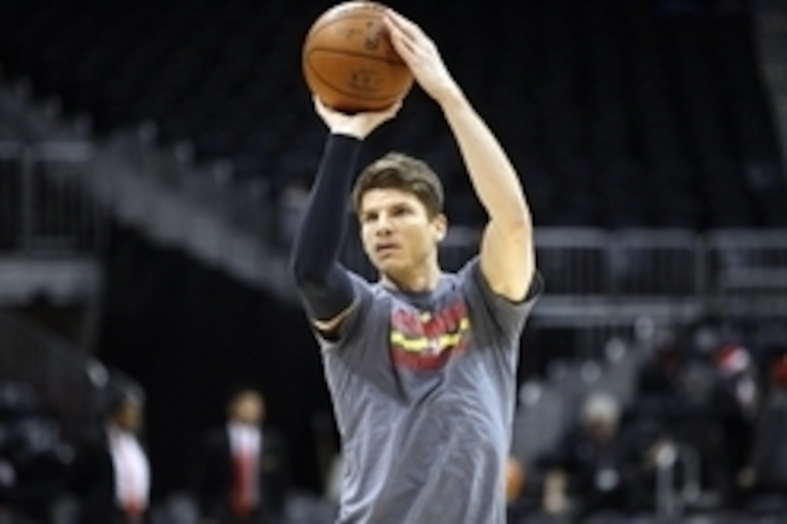 Dec 23, 2015; Atlanta, GA, USA; Atlanta Hawks guard Kyle Korver (26) shoots before a game against the Detroit Pistons at Philips Arena. Mandatory Credit: Brett Davis-USA TODAY Sports