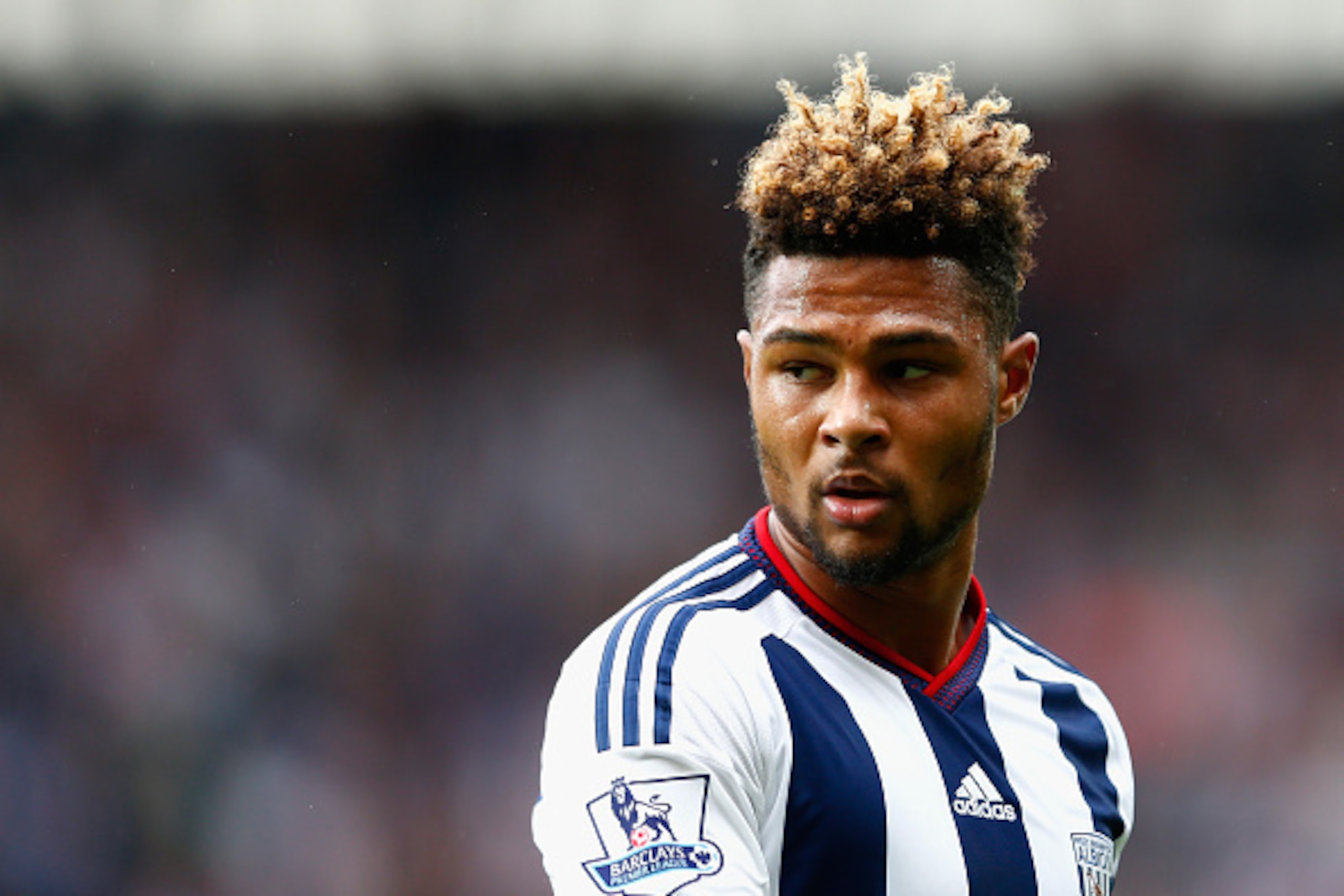 WEST BROMWICH, ENGLAND - AUGUST 23:  Serge Gnabry of West Brom looks on during the Barclays Premier League match between West Bromwich Albion and Chelsea at the Hawthorns on August 23, 2015 in West Bromwich, United Kingdom.  (Photo by Julian Finney/Getty 