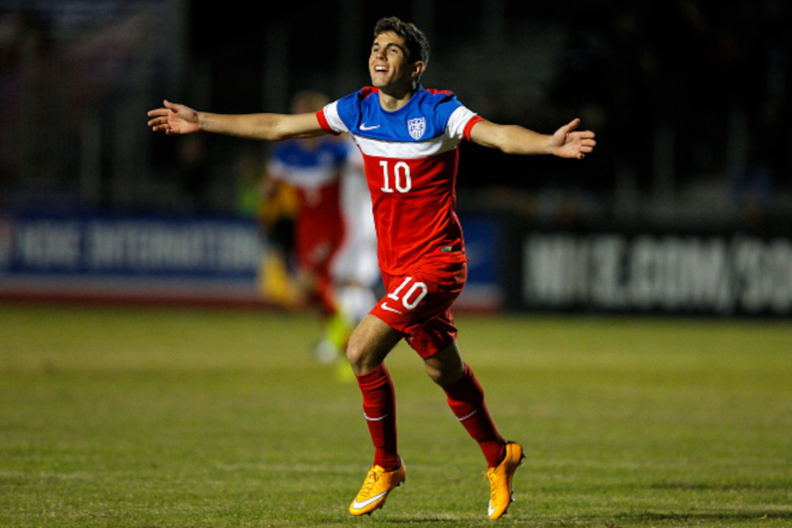 SARASOTA, FL - NOVEMBER 28: Christian Pulisic #10 of the United States scores against England during the Nike International Friendlies at The Premier Sports Campus at Lakewood Ranch on November 28, 2014 in Sarasota, Florida. (Photo by Mike Carlson/Getty SARASOTA, FL - NOVEMBER 28: Christian Pulisic #10 of the United States scores against England during the Nike International Friendlies at The Premier Sports Campus at Lakewood Ranch on November 28, 2014 in Sarasota, Florida. (Photo by Mike Carlson/Getty