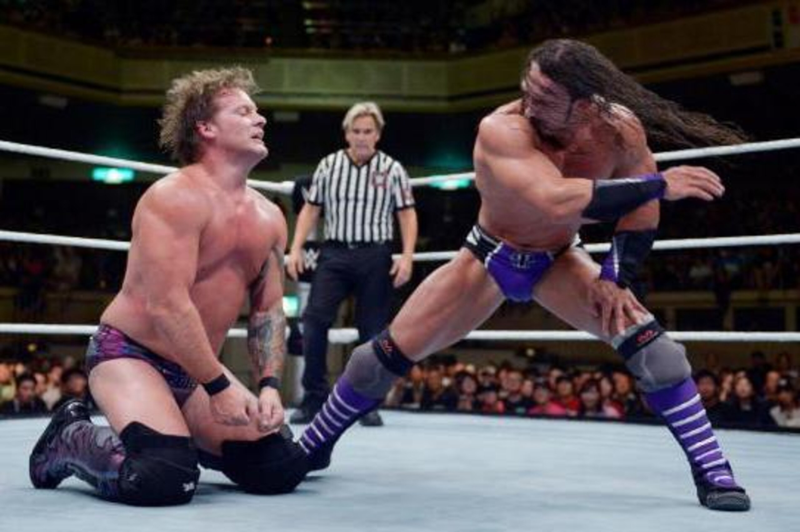 Neville looks to chop Chris Jericho at Beast in the East.