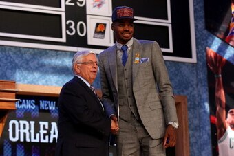 NEW YORK, NY - JUNE 27:  Nerlens Noel (R) of Kentucky poses for a photo with NBA Commissioner David Stern after Noel was drafted #6 overall in the first round by the New Orleans Pelicans during the 2013 NBA Draft at Barclays Center on June 27, 2013 in in