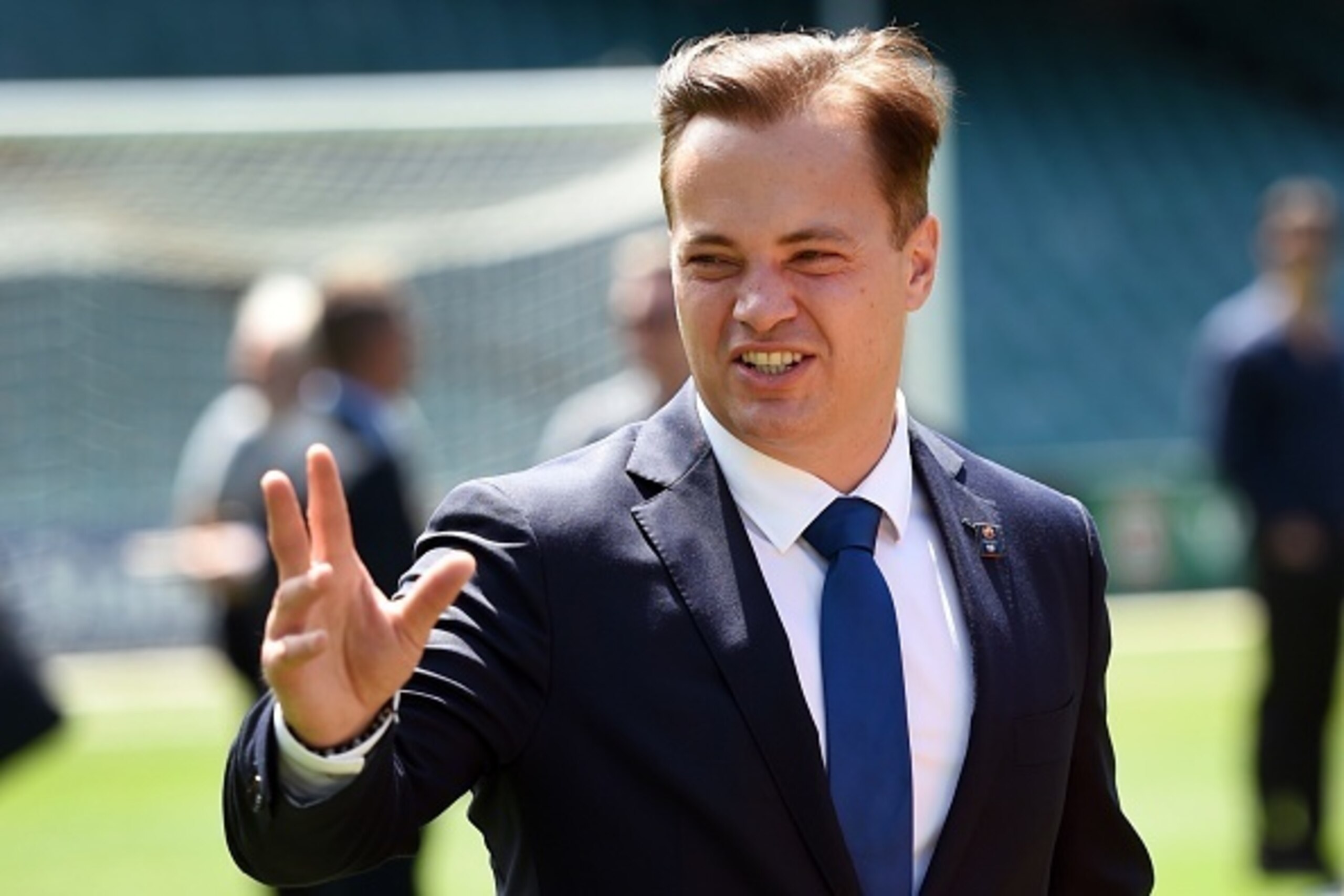 Former Australian and Manchester United goalkeeper Mark Bosnich at the launch of the Australian A-League football season, in Sydney on October 7, 2014.  AFP PHOTO/William WEST        (Photo credit should read WILLIAM WEST/AFP/Getty Images)