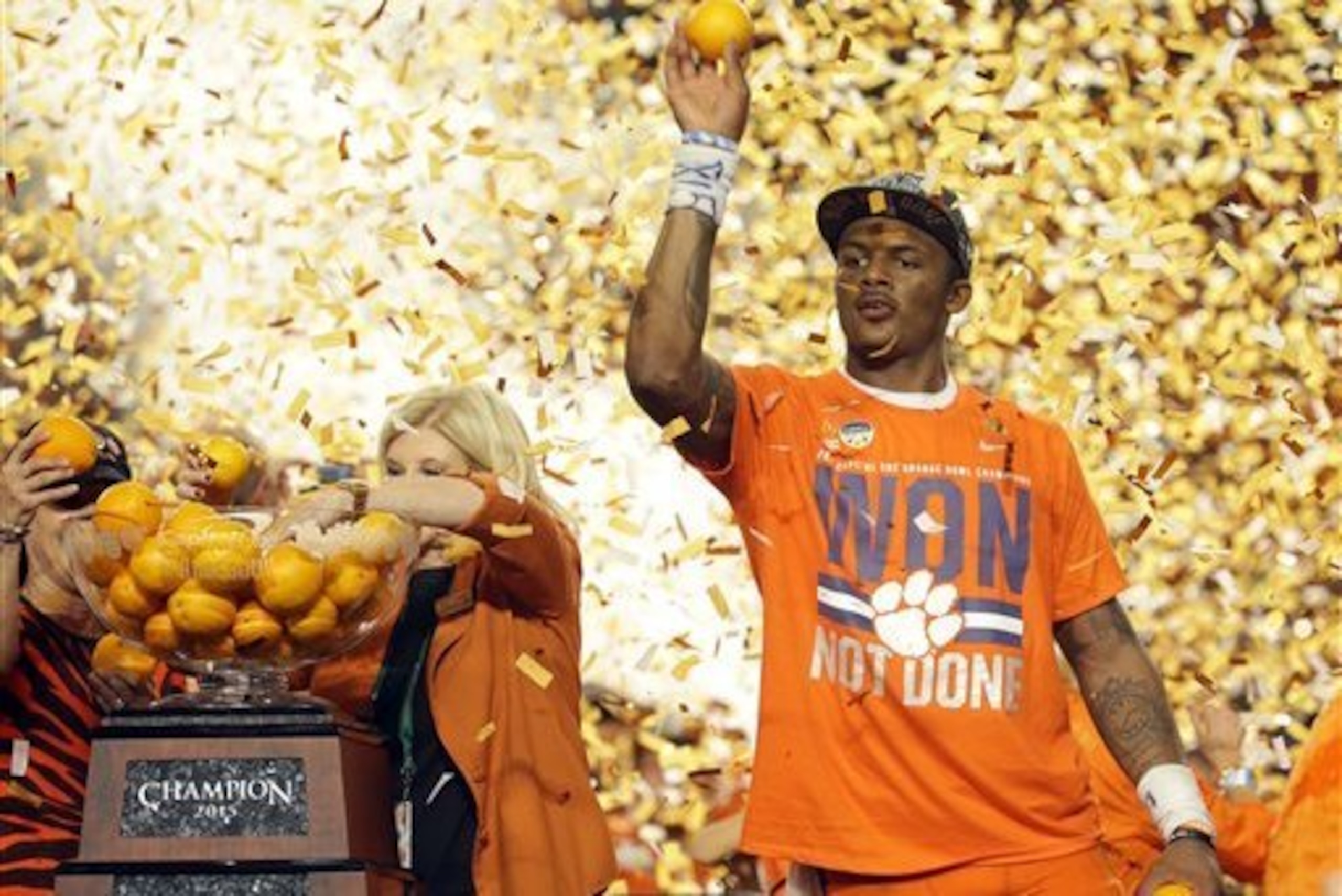 Clemson quarterback Deshaun Watson passed for 3,000-plus yards and ran for 1,000 this season.
