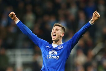 NEWCASTLE UPON TYNE, ENGLAND - DECEMBER 26:  John Stones of Everton celebrates victory after the Barclays Premier League match between Newcastle United and Everton at St James' Park on December 26, 2015 in Newcastle upon Tyne, England.  (Photo by Ian MacN