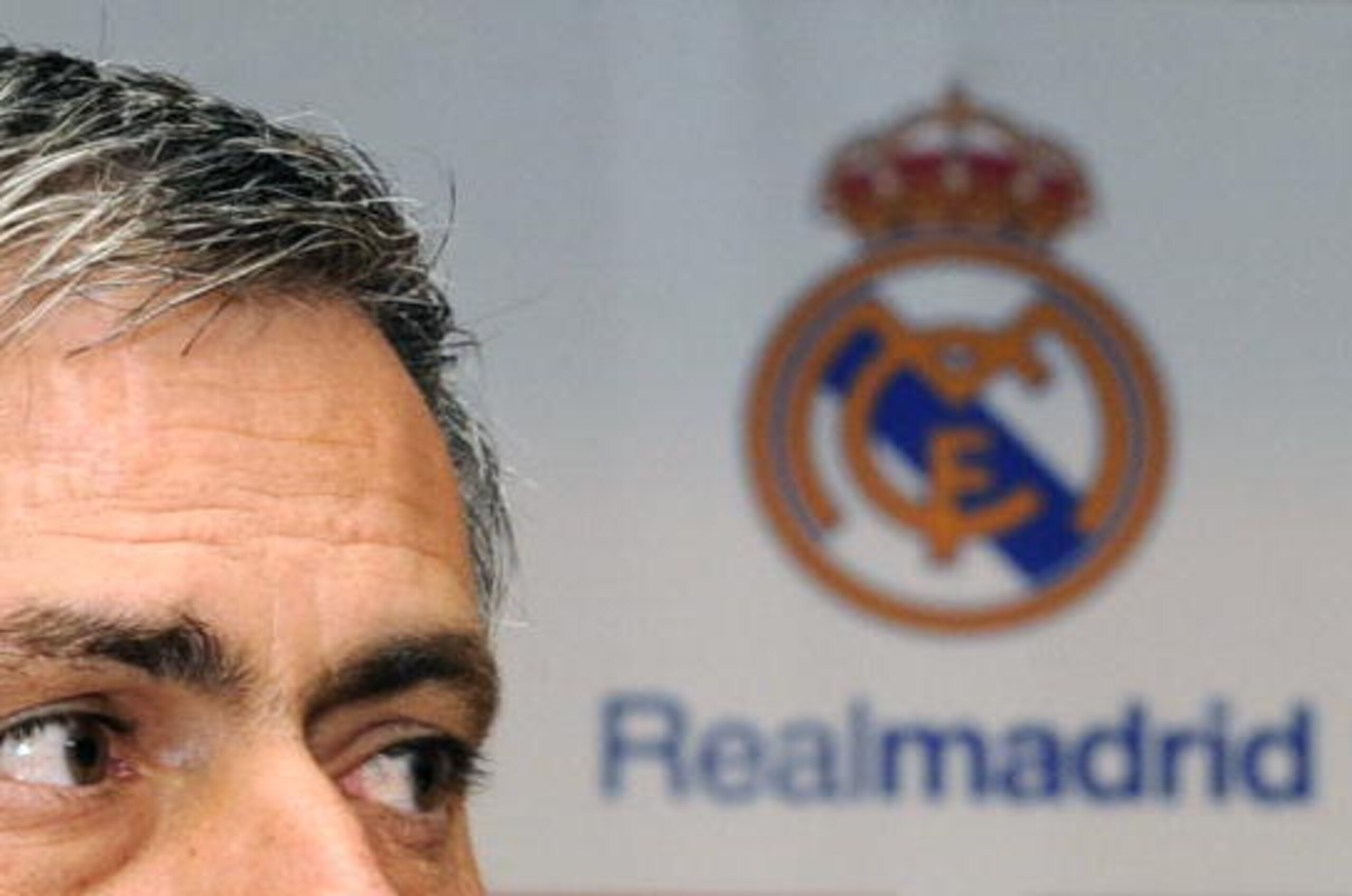 Real Madrid's new coach Portuguese Jose Mourinho gives a press conference during his official presentation at the Santiago Bernabeu stadium in Madrid on May 31, 2010. Multi-trophy winning Jose Mourinho becomes Real's 10th coach in as many seasons, during 