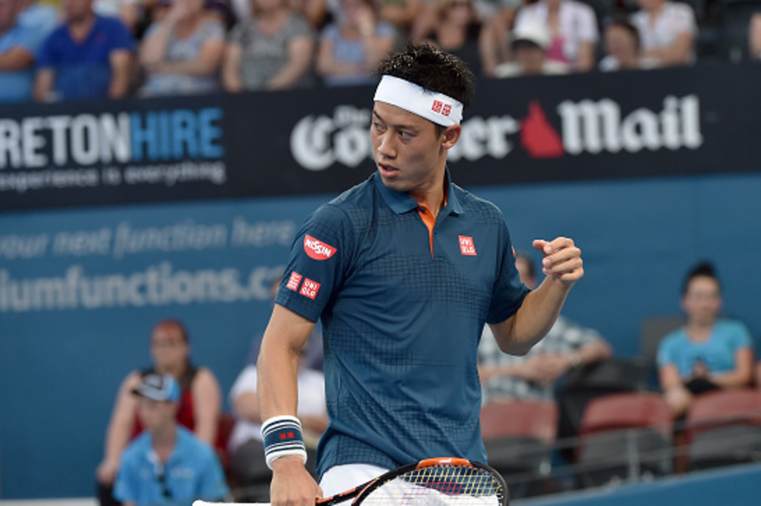Japan's Kei Nishikori reacts to a point against Mikhail Kukushkin of Kazakhstan during their men's singles match on the fourth day of the Brisbane International tennis tournament on January 6, 2016. AFP PHOTO / Saeed KHAN
-- IMAGE RESTRICTED TO EDITORIAL Japan's Kei Nishikori reacts to a point against Mikhail Kukushkin of Kazakhstan during their men's singles match on the fourth day of the Brisbane International tennis tournament on January 6, 2016. AFP PHOTO / Saeed KHAN
-- IMAGE RESTRICTED TO EDITORIAL