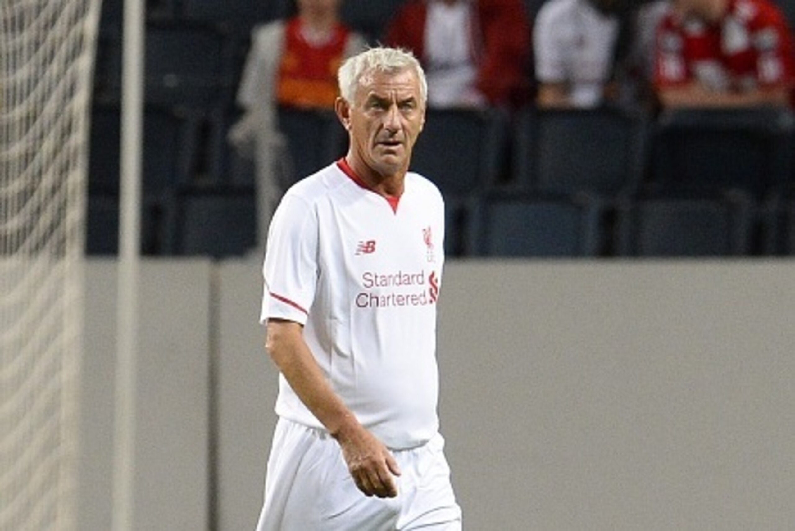 Ian Rush of Liverpool reacts during the charity football match Manchester United Legends vs Liverpool Legends at the Friends arena in Solna, near Stockholm on September 3, 2015. AFP PHOTO / JONATHAN NACKSTRAND        (Photo credit should read JONATHAN NAC