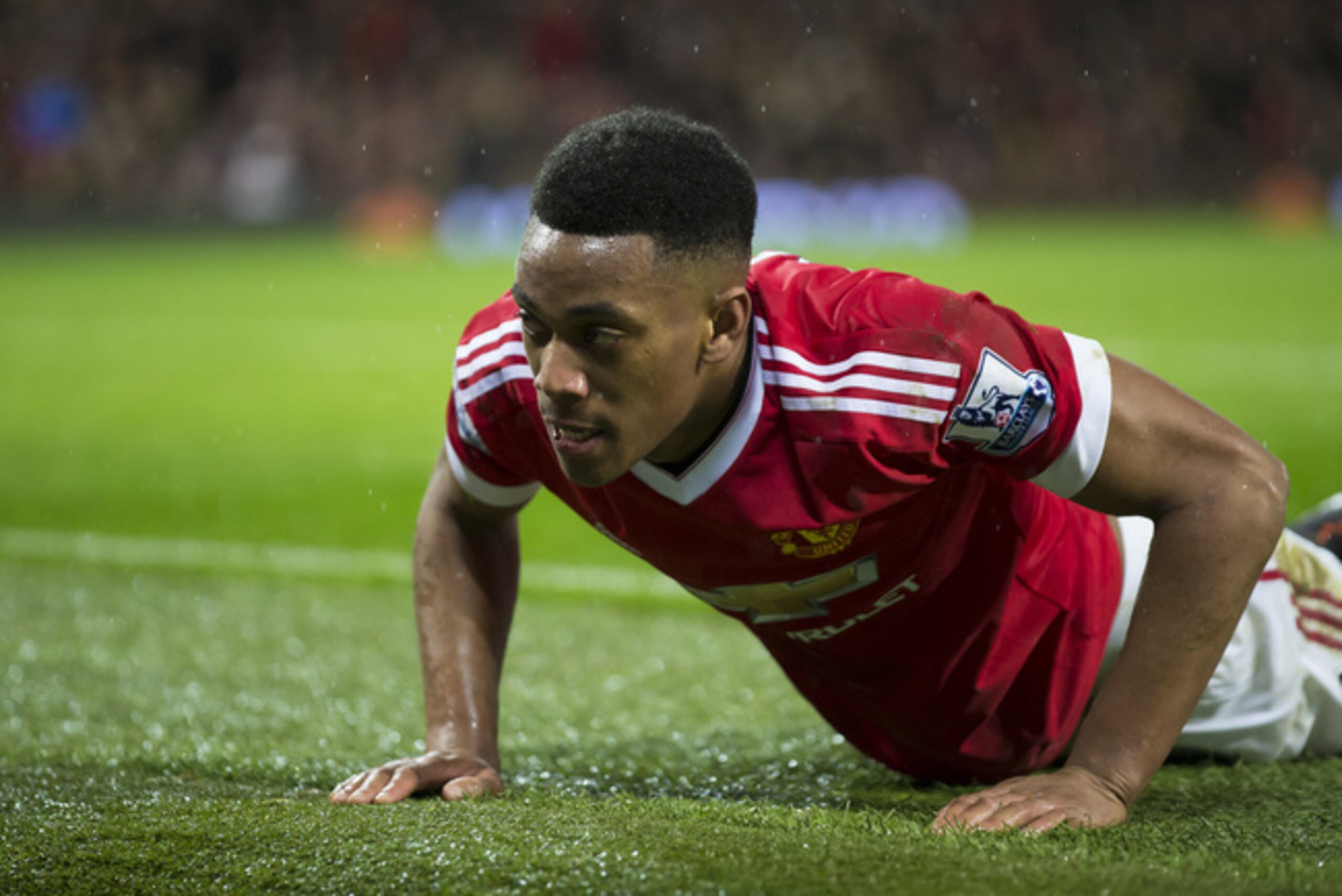 Martial picks himself up off the floor against Swansea.