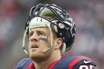 Jan 3, 2016; Houston, TX, USA; Houston Texans defensive end J.J. Watt (99) looks on from the sideline during the third quarter against the Jacksonville Jaguars at NRG Stadium. The Texans won 30-6. Mandatory Credit: Troy Taormina-USA TODAY Sports