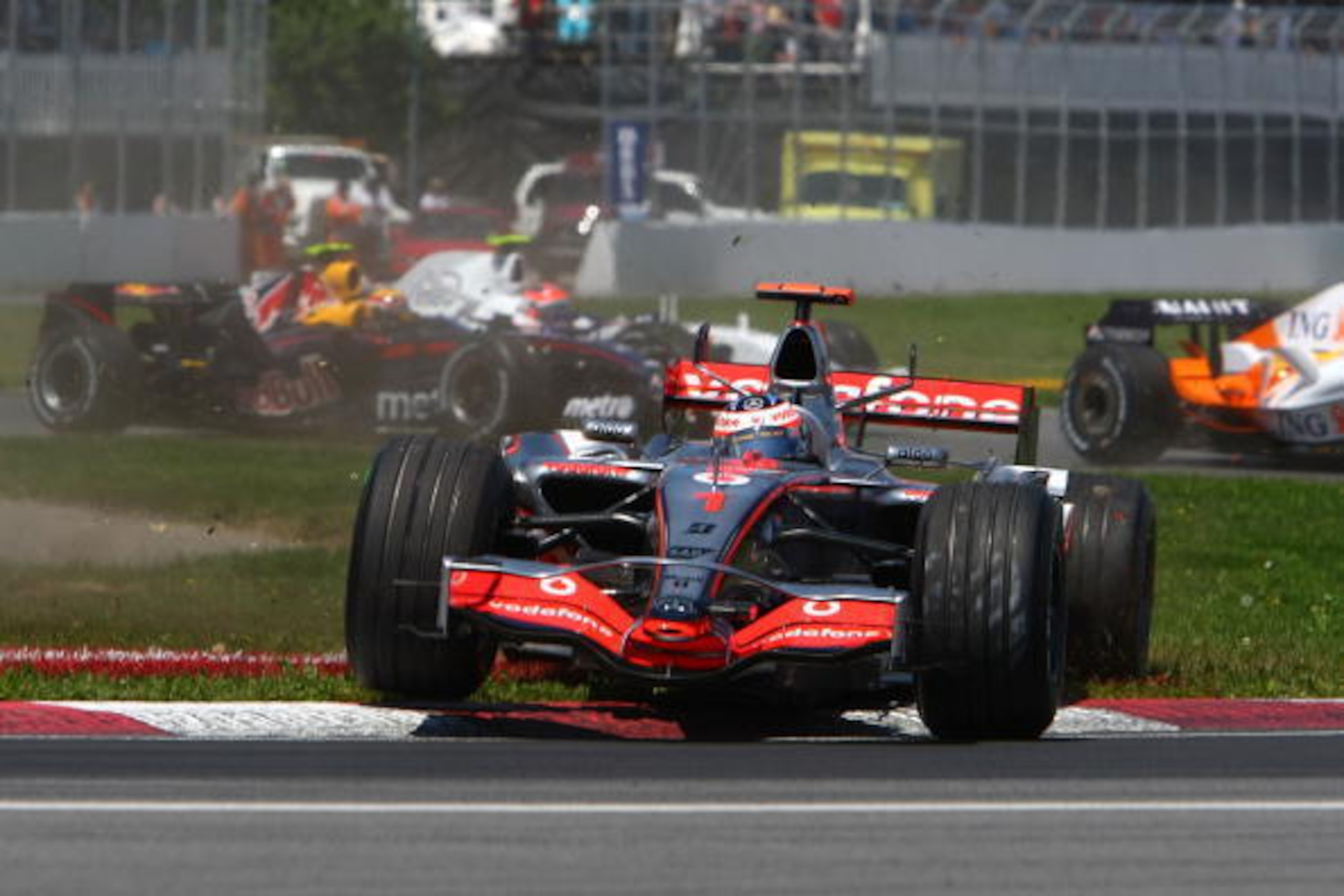 MONTREAL, QC - JUNE 10:  Fernando Alonso of Spain and McLaren Mercedes in action during the Canadian Formula One Grand Prix at the Circuit Gilles Villeneuve on June 10, 2007 in Montreal, Canada.  (Photo by Clive Mason/Getty Images)