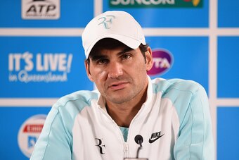 BRISBANE, AUSTRALIA - JANUARY 07:  Roger Federer of Switzerland speaks during a press conference after winning his match against Tobias Kamke of Germany during day five of the 2016 Brisbane International at Pat Rafter Arena on January 7, 2016 in Brisbane,