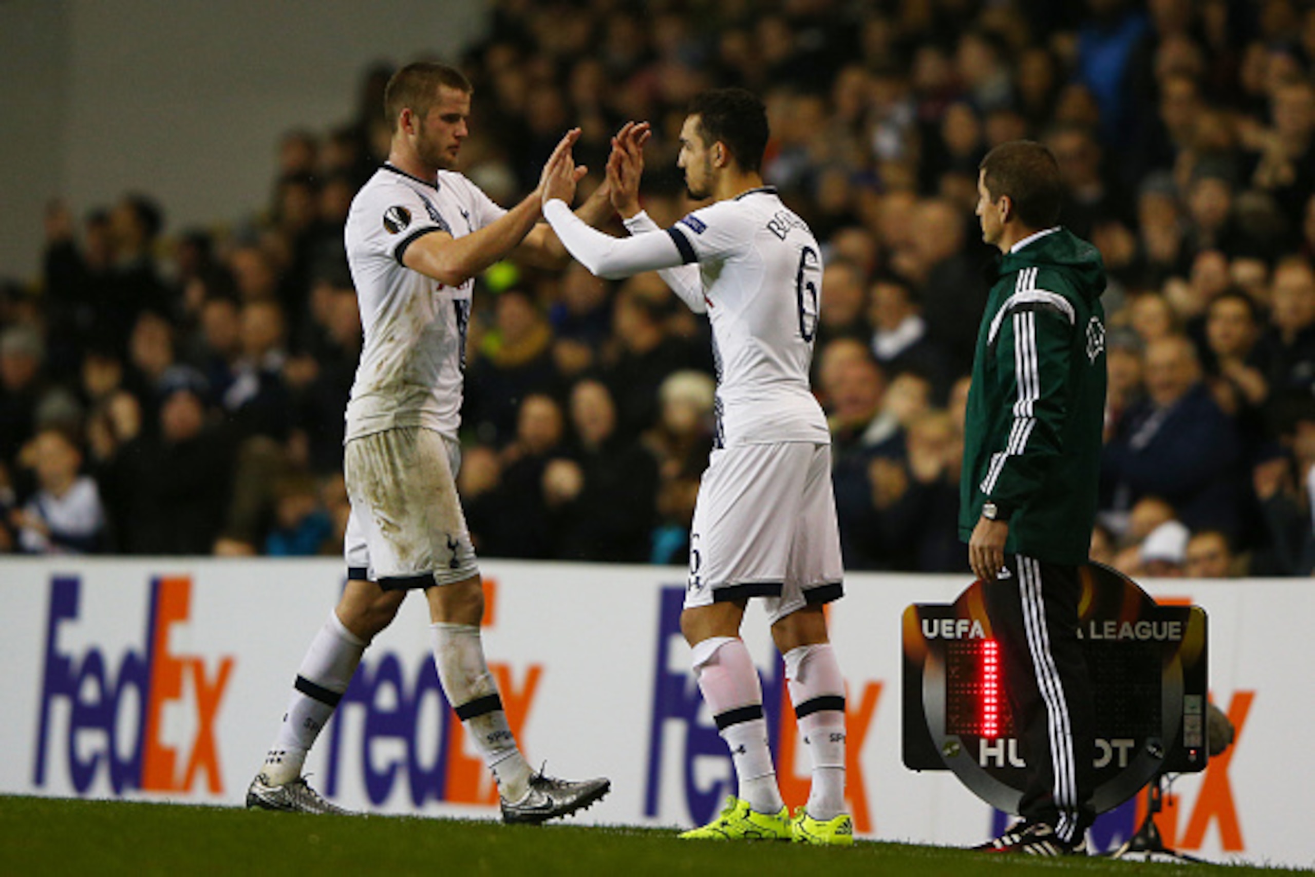 LONDON, ENGLAND - DECEMBER 10:  Nabil Bentaleb of Spurs conmes on as a substitute for the injured Eric Dier of Spurs during the UEFA Europa League Group J match between Tottenham Hotspur and AS Monaco at White Hart Lane on December 10, 2015 in London, Uni