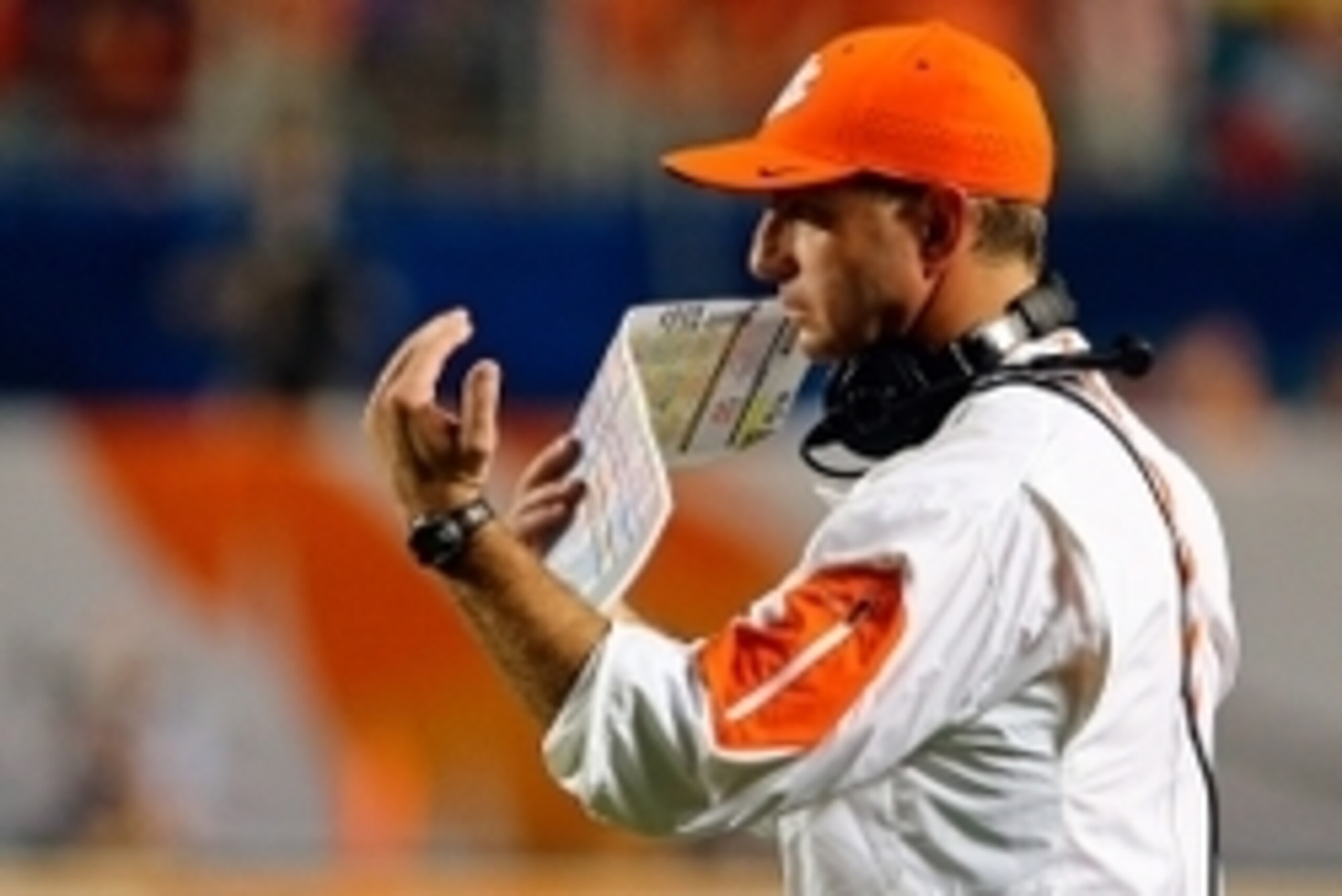 Dec 31, 2015; Miami Gardens, FL, USA; Clemson Tigers head coach Dabo Swinney reacts against Oklahoma Sooners during the third quarter of the 2015 CFP semifinal at the Orange Bowl at Sun Life Stadium.  Mandatory Credit: Steve Mitchell-USA TODAY Sports