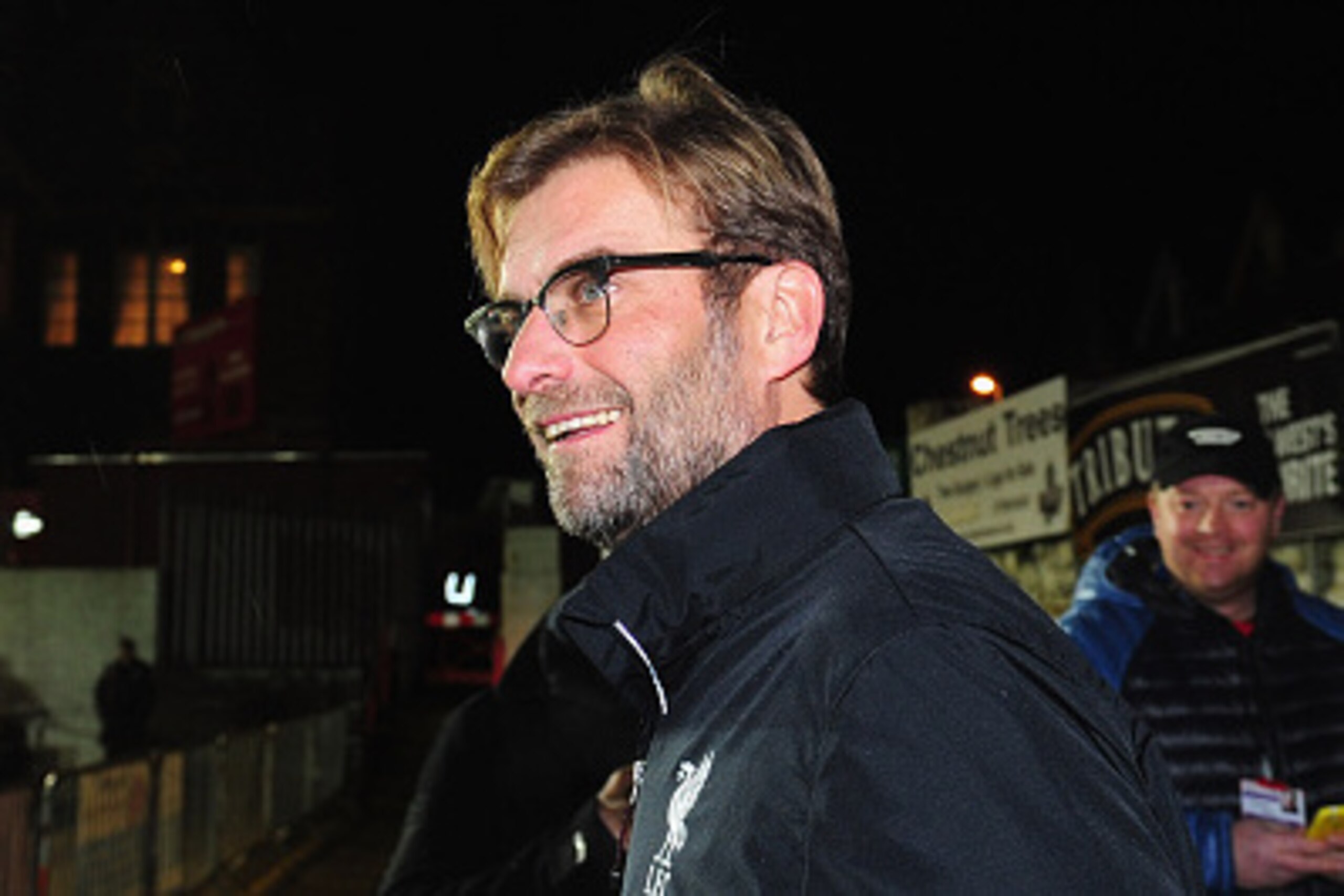 EXETER, ENGLAND - JANUARY 08:  Jurgen Klopp manager of Liverpool arrives prior to the Emirates FA Cup third round match between Exeter City and Liverpool at St James Park on January 8, 2016 in Exeter, England.  (Photo by Dan Mullan/Getty Images)