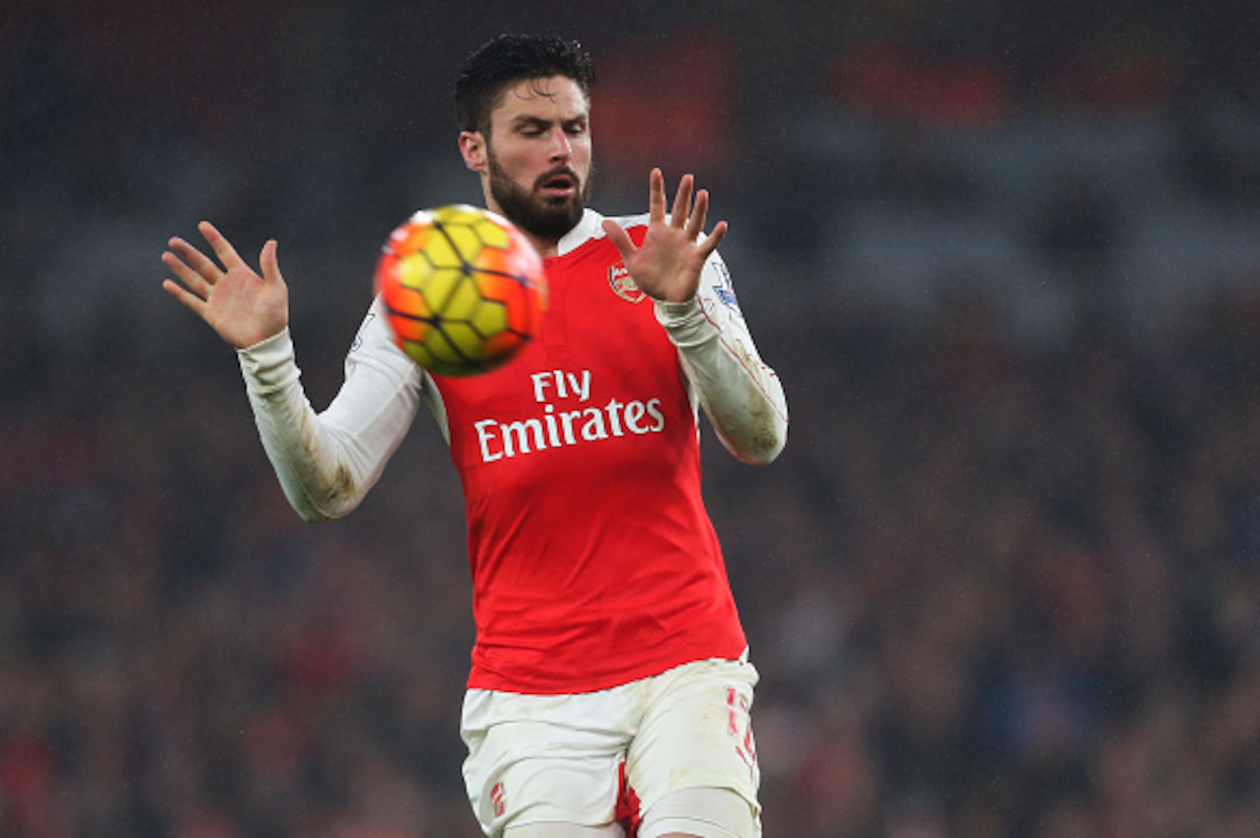 LONDON, ENGLAND - JANUARY 02:  Olivier Giroud of Arsenal during the Barclays Premier League match between Arsenal and Newcastle United at Emirates Stadium on January 2, 2016 in London, England.  (Photo by Catherine Ivill - AMA/Getty Images)