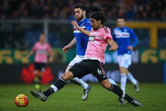 Juventus' German midfielder Sami Khedira scores during the Italian Serie A football match Sampdoria vs Juventus on January 10, 2016 at 'Luigi Ferraris Stadium' in Genoa. / AFP / MARCO BERTORELLO        (Photo credit should read MARCO BERTORELLO/AFP/Getty 