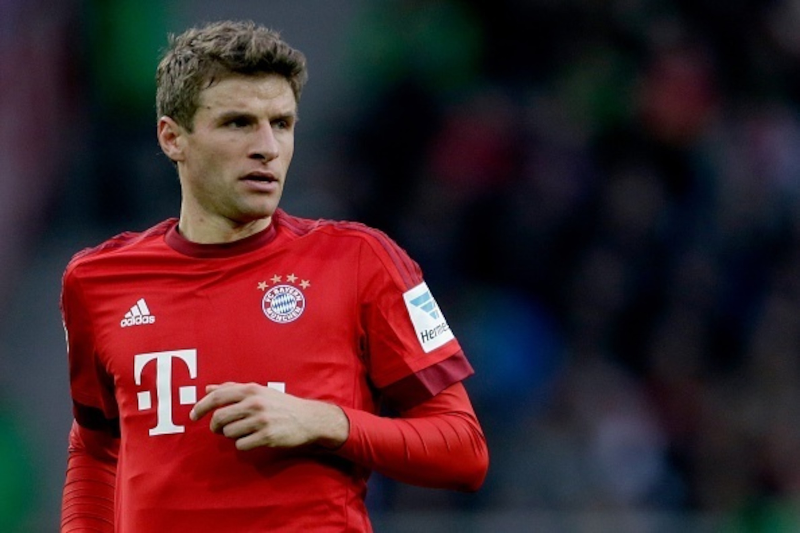 Thomas Muller of Bayern Munchen during the Bundesliga match between Borussia Mönchengladbach and Bayern München on December 5, 2015 at the Borussia-Park in Mönchengladbach, Germany.(Photo by VI Images via Getty Images)