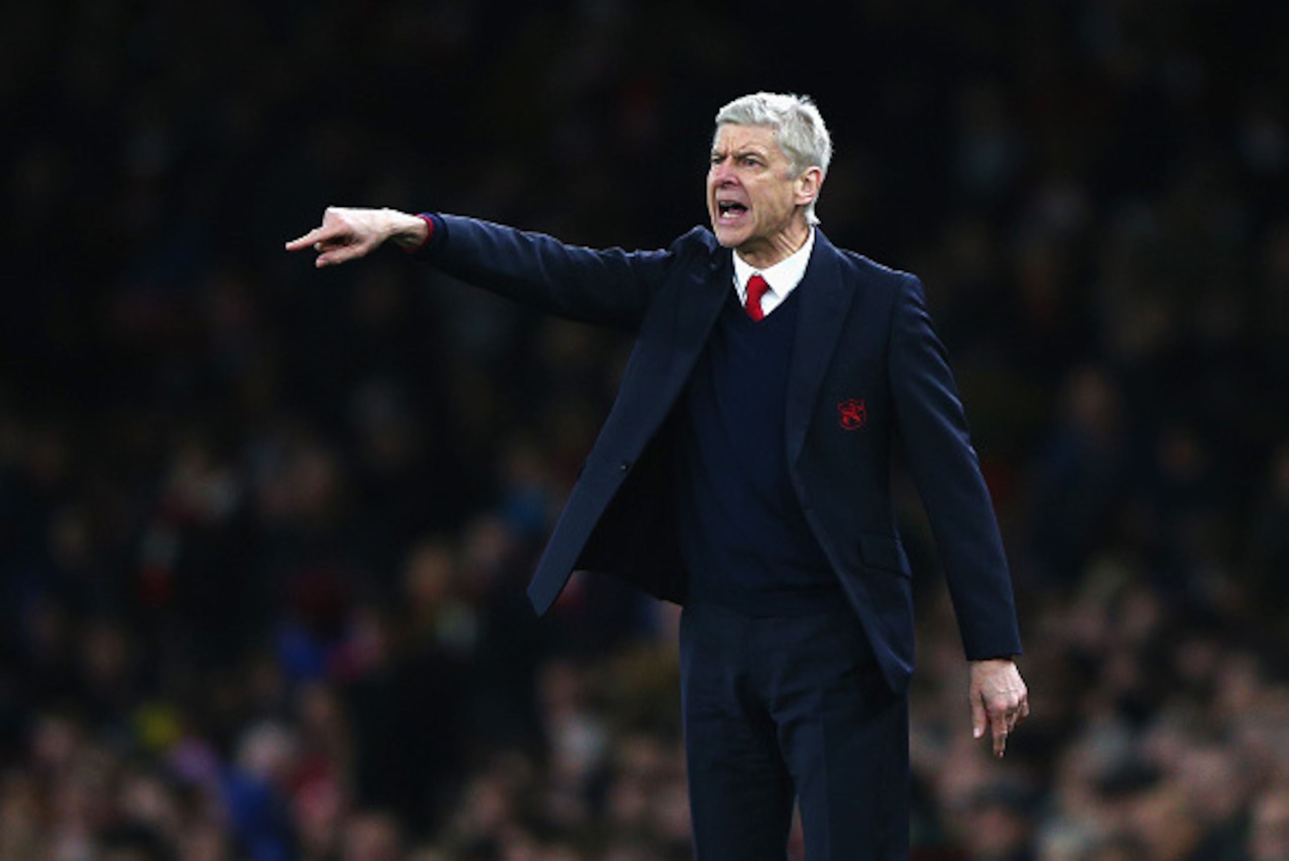 LONDON, ENGLAND - DECEMBER 28:  Arsene Wenger Manager of Arsenal gestures during the Barclays Premier League match between Arsenal and A.F.C. Bournemouth at Emirates Stadium on December 28, 2015 in London, England.  (Photo by Ian Walton/Getty Images)
