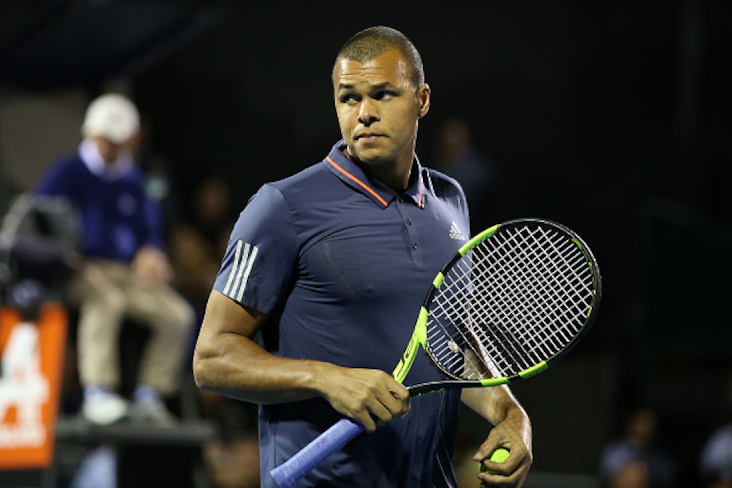 AUCKLAND, NEW ZEALAND - JANUARY 13:  Jo-Wilfried Tsonga of France reacts to a point against Philipp Kohlschreiber of Germany on day 3 of the ASB Classic on January 13, 2016 in Auckland, New Zealand.  (Photo by Fiona Goodall/Getty Images)