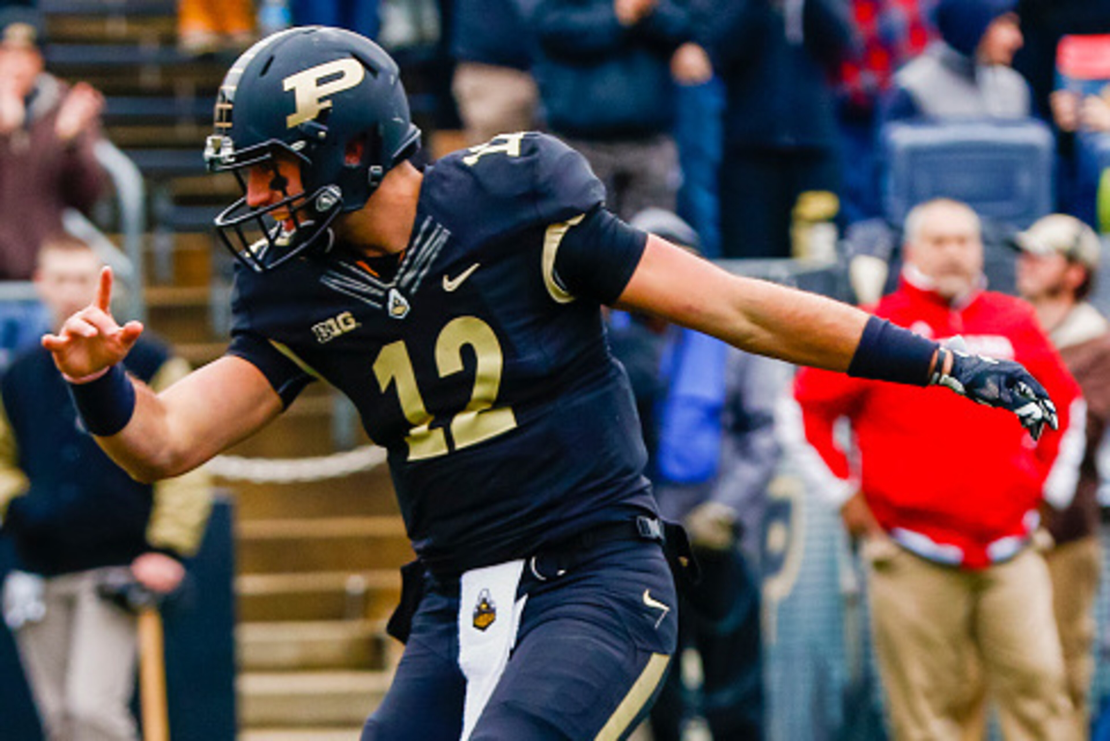 WEST LAFAYETTE, IN - NOVEMBER 28: Quarterback Austin Appleby #12 of the Purdue Boilermakers is seen during the game against the Indiana Hoosiers at Ross-Ade Stadium on November 28, 2015 in West Lafayette, Indiana. (Photo by Michael Hickey/Getty Images) WEST LAFAYETTE, IN - NOVEMBER 28: Quarterback Austin Appleby #12 of the Purdue Boilermakers is seen during the game against the Indiana Hoosiers at Ross-Ade Stadium on November 28, 2015 in West Lafayette, Indiana. (Photo by Michael Hickey/Getty Images)