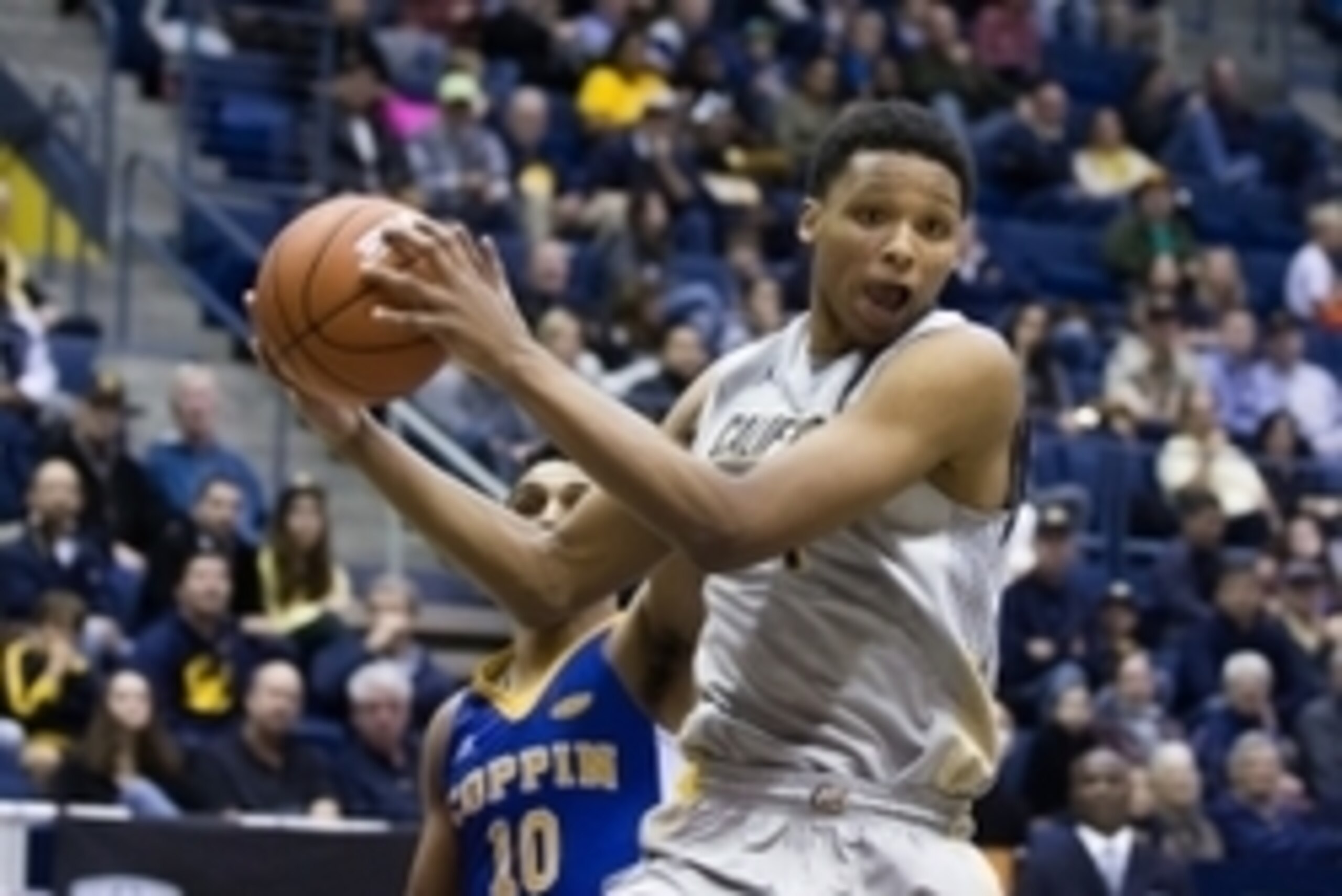 Dec 19, 2015; Berkeley, CA, USA; California Golden Bears forward Ivan Rabb (1) controls a pass against the Coppin State Eagles during the first half at Haas Pavilion. Mandatory Credit: Kelley L Cox-USA TODAY Sports