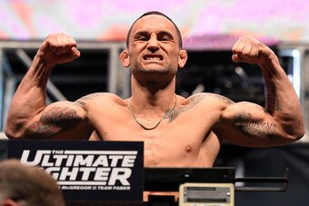 LAS VEGAS, NV - DECEMBER 10:  Frankie Edgar weighs in during the UFC weigh-in inside MGM Grand Garden Arena on December 10, 2015 in Las Vegas, Nevada.  (Photo by Josh Hedges/Zuffa LLC/Zuffa LLC via Getty Images)