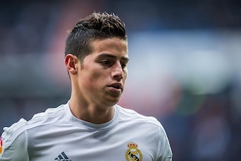 MADRID, SPAIN - DECEMBER 30:  James Rodriguez of Real Madrid CF looks on during the Real Madrid CF vs Real Sociedad as part of the Liga BBVA 2015-2016 at Estadio Santiago Bernabeu on December 30, 2015 in Madrid, Spain.  (Photo by Aitor Alcalde/Power Sport