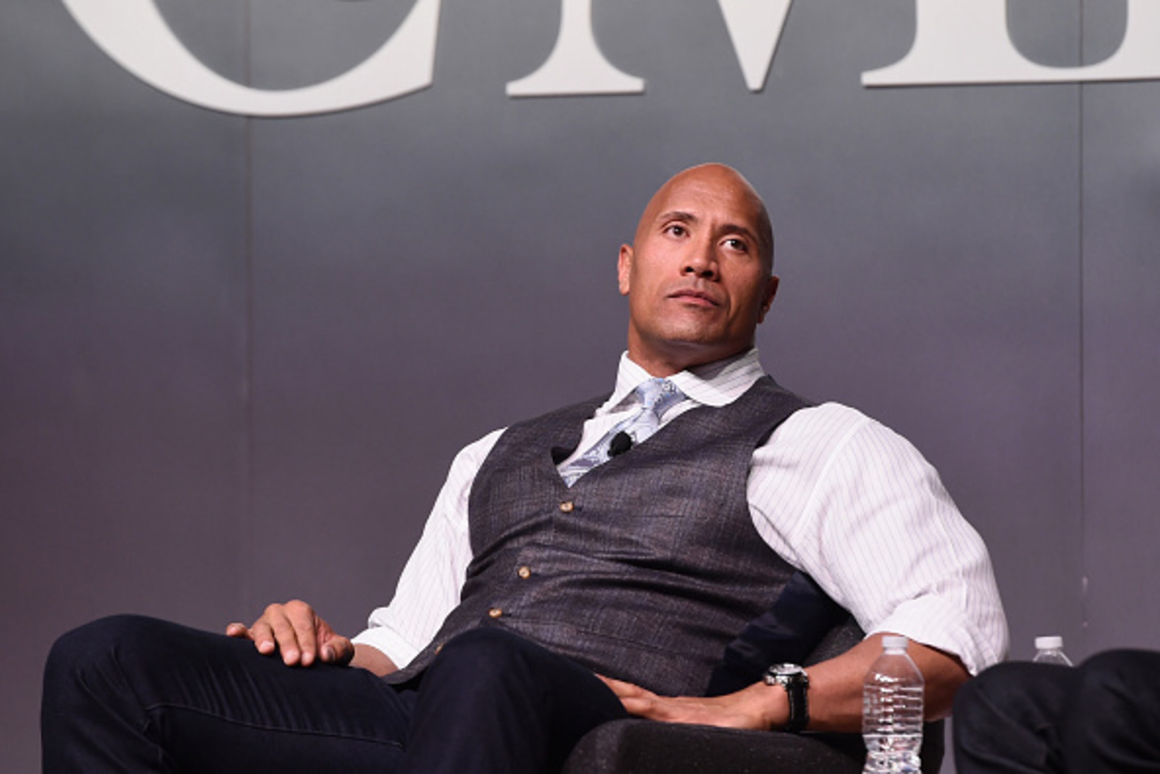 NEW YORK, NY - NOVEMBER 09:  Actor Dwayne 'The Rock' Johnson speaks onstage during 'The Next Intersection For Hollywood with William Morris Endeavor's Ari Emanuel, Patrick Whitesell and Dwayne 'The Rock' Johnson' at the Fast Company Innovation Festival on