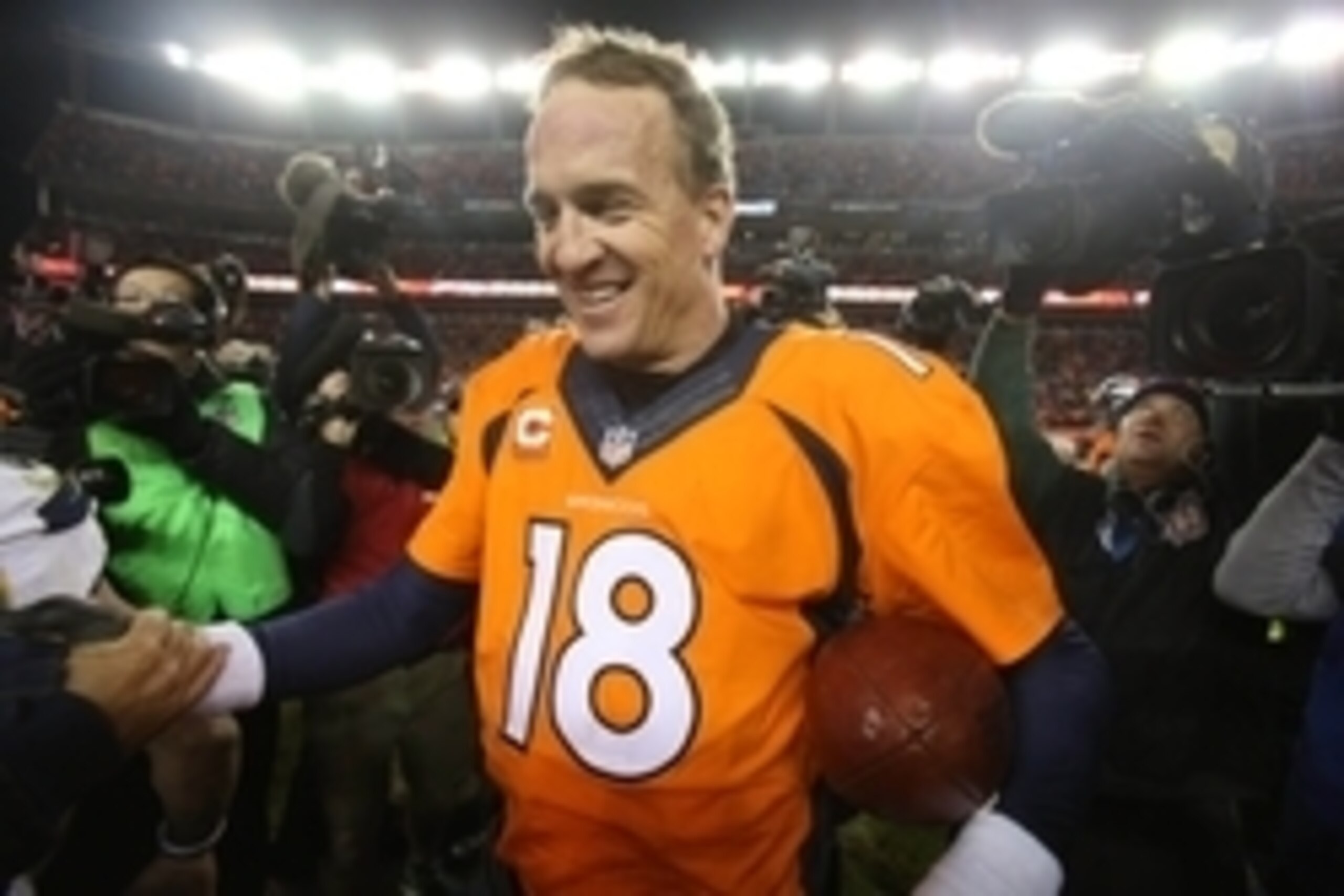Jan 3, 2016; Denver, CO, USA; Denver Broncos quarterback Peyton Manning (18) after the game against the San Diego Chargers at Sports Authority Field at Mile High. The Broncos won 27-20. Mandatory Credit: Chris Humphreys-USA TODAY Sports Jan 3, 2016; Denver, CO, USA; Denver Broncos quarterback Peyton Manning (18) after the game against the San Diego Chargers at Sports Authority Field at Mile High. The Broncos won 27-20. Mandatory Credit: Chris Humphreys-USA TODAY Sports