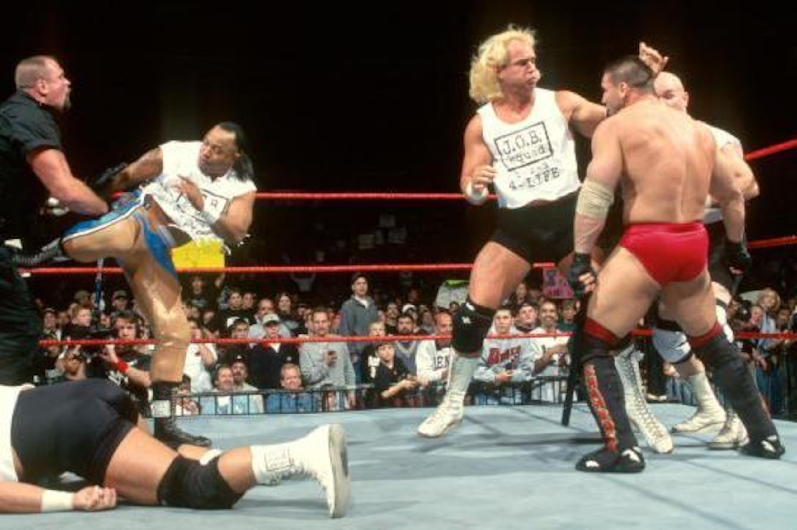 The J.O.B Squad brawls with Big Boss Man and Ken Shamrock.
