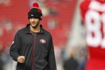 Jan 3, 2016; Santa Clara, CA, USA; San Francisco 49ers quarterback Colin Kaepernick (7) walks on the field before the start of the game against the St. Louis Rams at Levi's Stadium. Mandatory Credit: Cary Edmondson-USA TODAY Sports