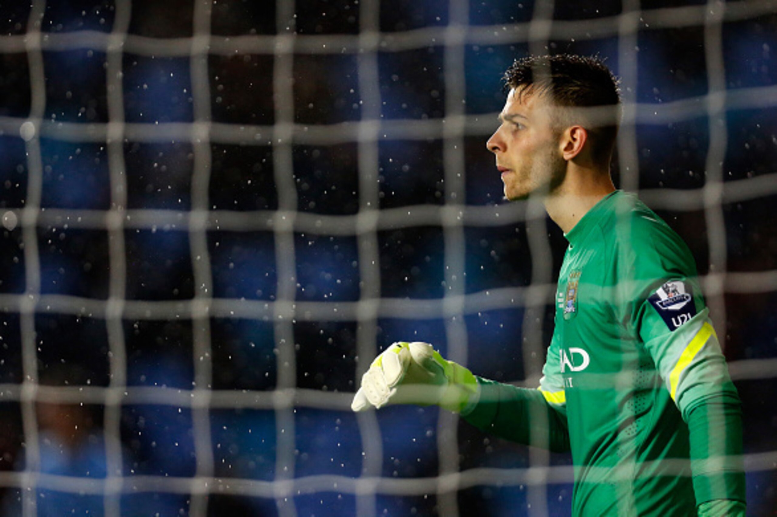 MANCHESTER, ENGLAND - MAY 8: Angus Gunn of Manchester City watches on during the Premier League International Cup Final match between Manchester City and FC Porto at the Manchester City Academy Stadium on May 8, 2015 in Manchester, England. (Photo by Paul