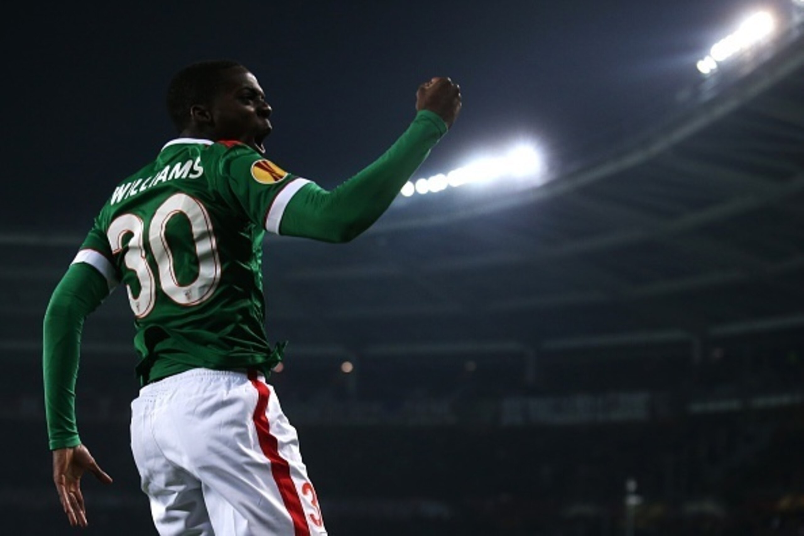 Athletic Bilbao's Spanish forward Inaki Williams celebrates after scoring during the UEFA Europe League round of 32 football match Torino Vs Athletic Bilbao on February 19, 2015 at the 'Olympic Stadium' in Turin. AFP PHOTO / MARCO BERTORELLO (Phot Athletic Bilbao's Spanish forward Inaki Williams celebrates after scoring during the UEFA Europe League round of 32 football match Torino Vs Athletic Bilbao on February 19, 2015 at the 'Olympic Stadium' in Turin. AFP PHOTO / MARCO BERTORELLO (Phot