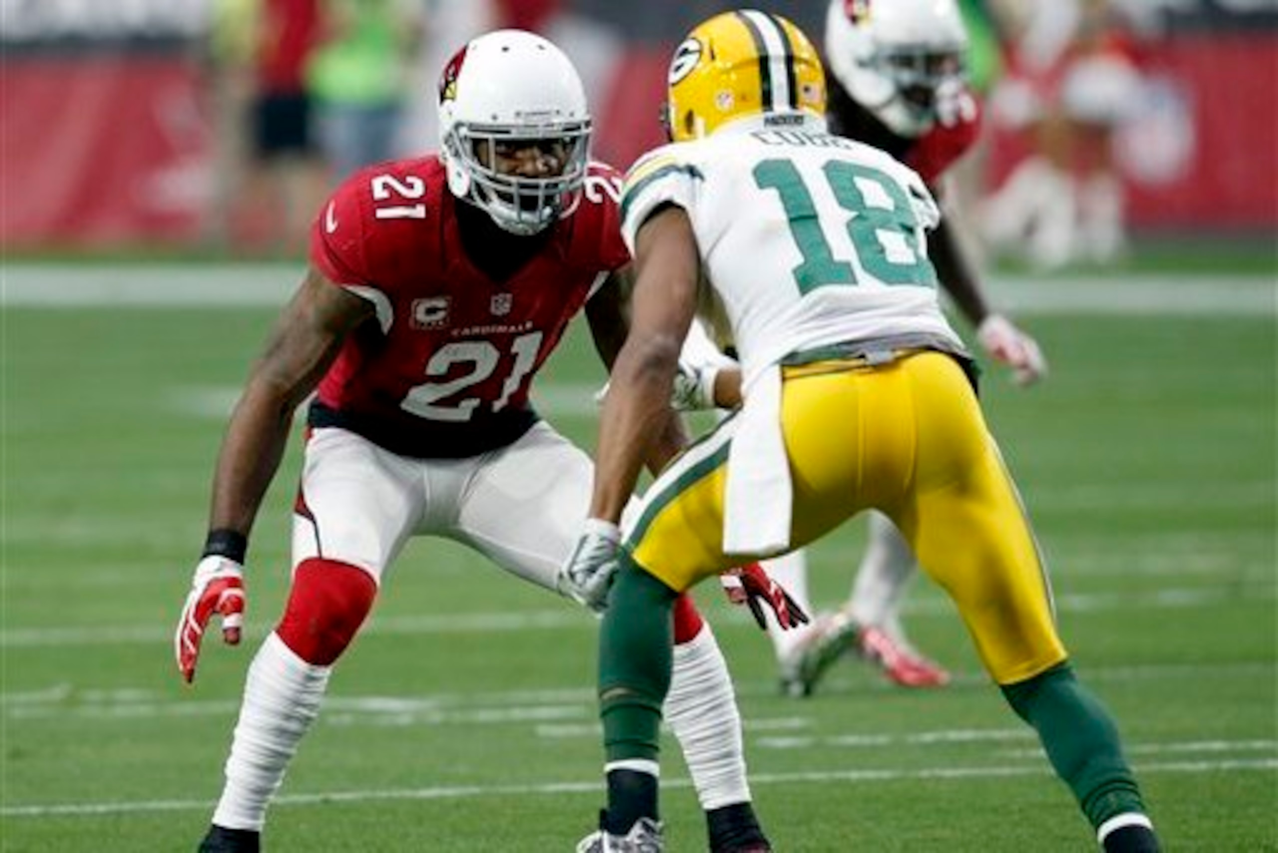 Arizona cornerback Patrick Peterson (left) could face a faster-paced Green Bay offense Saturday.
