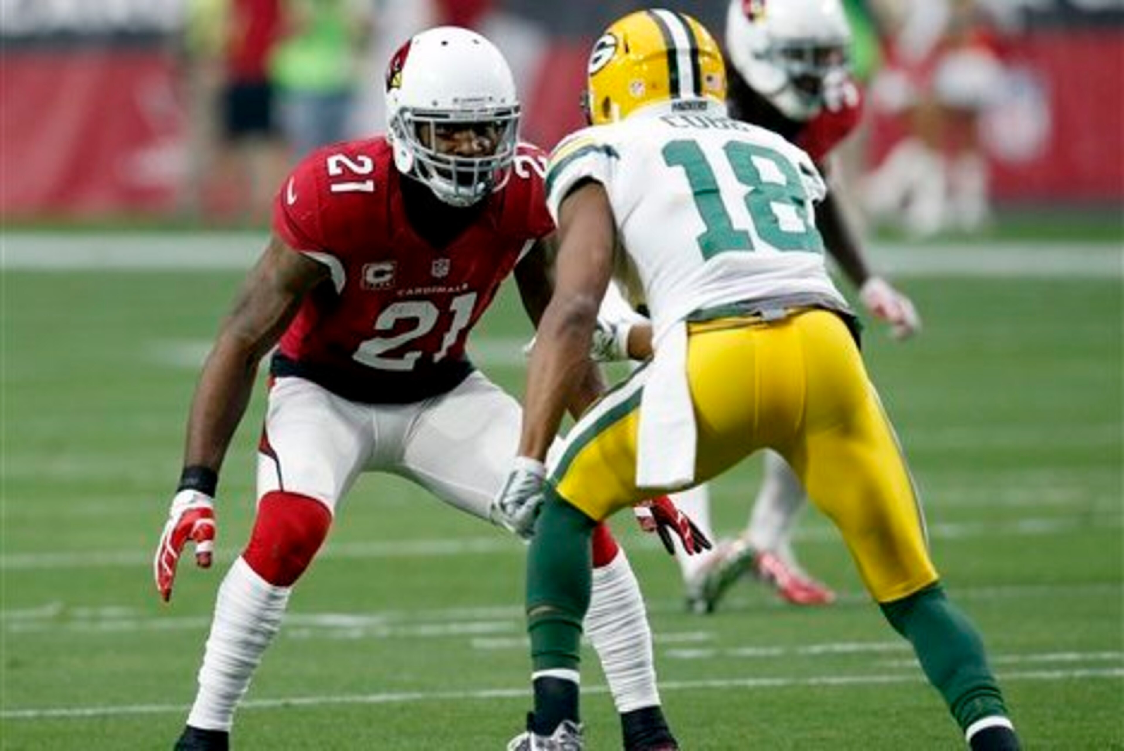 Arizona cornerback Patrick Peterson (left) could face a faster-paced Green Bay offense Saturday.
