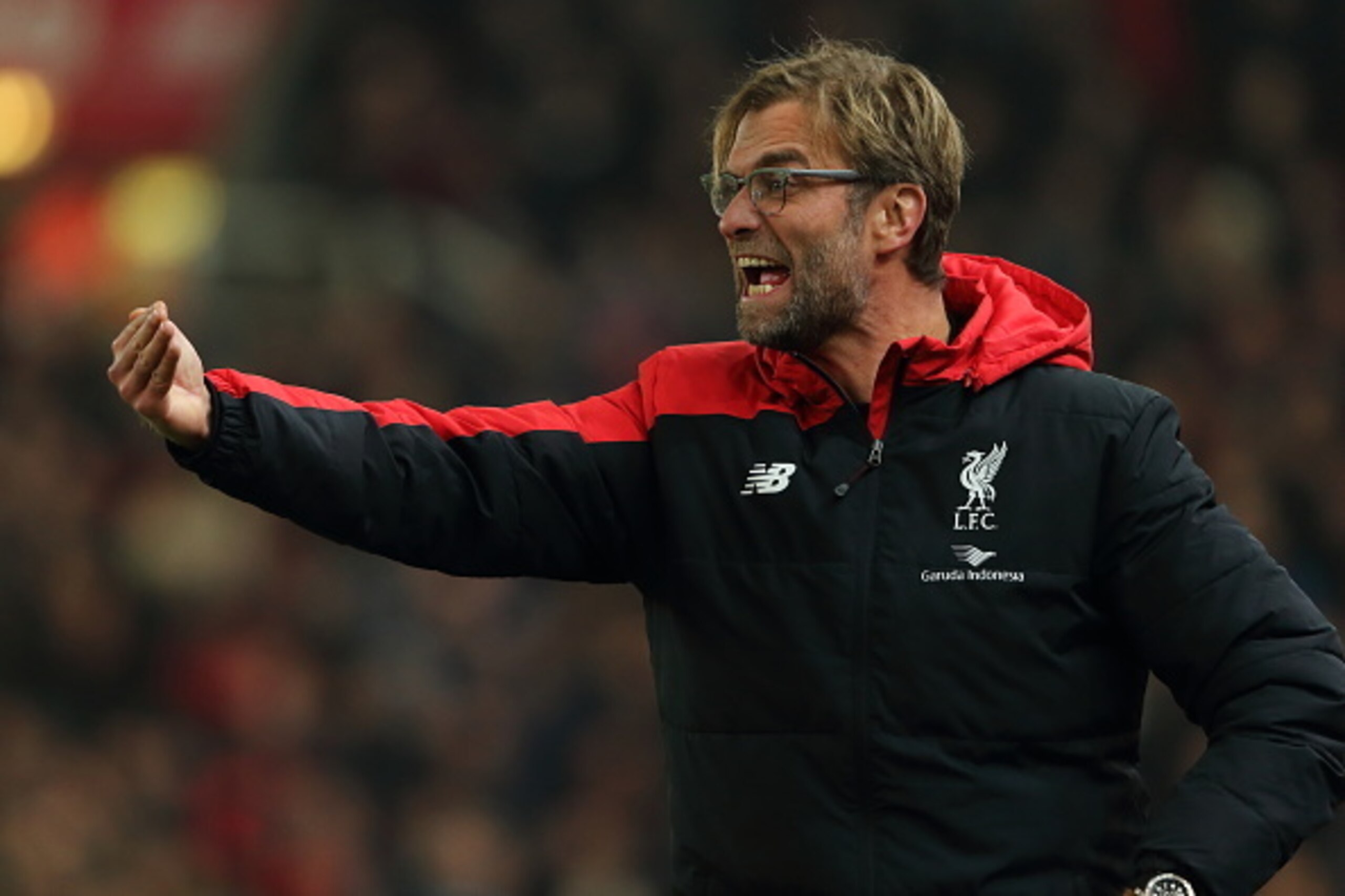 STOKE ON TRENT, ENGLAND - JANUARY 05: Jurgen Klopp the head coach / manager of Liverpool during the Capital One Cup Semi Final, First Leg, between Stoke City and Liverpool at Britannia Stadium on January 5, 2016 in Stoke on Trent, England.  (Photo by Matt