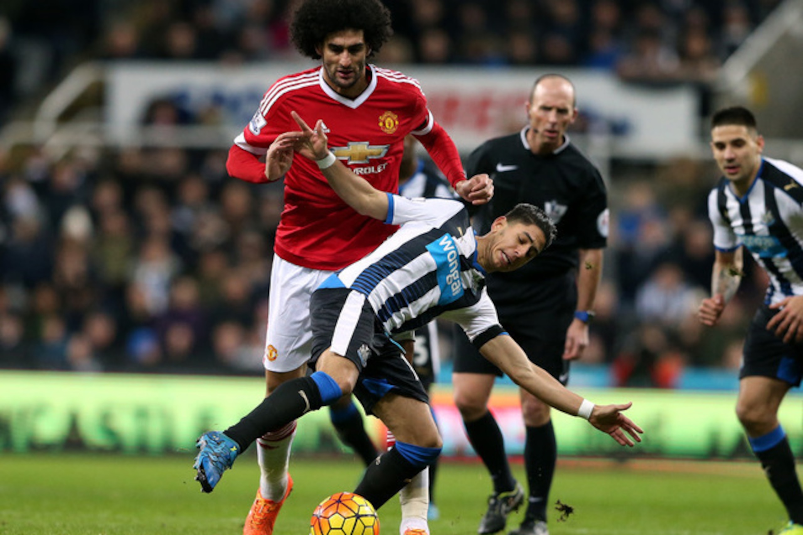 Fellaini in action against Newcastle.