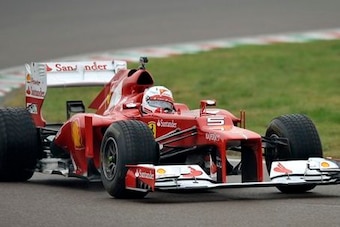 Vettel having his first drive in a Ferrari.