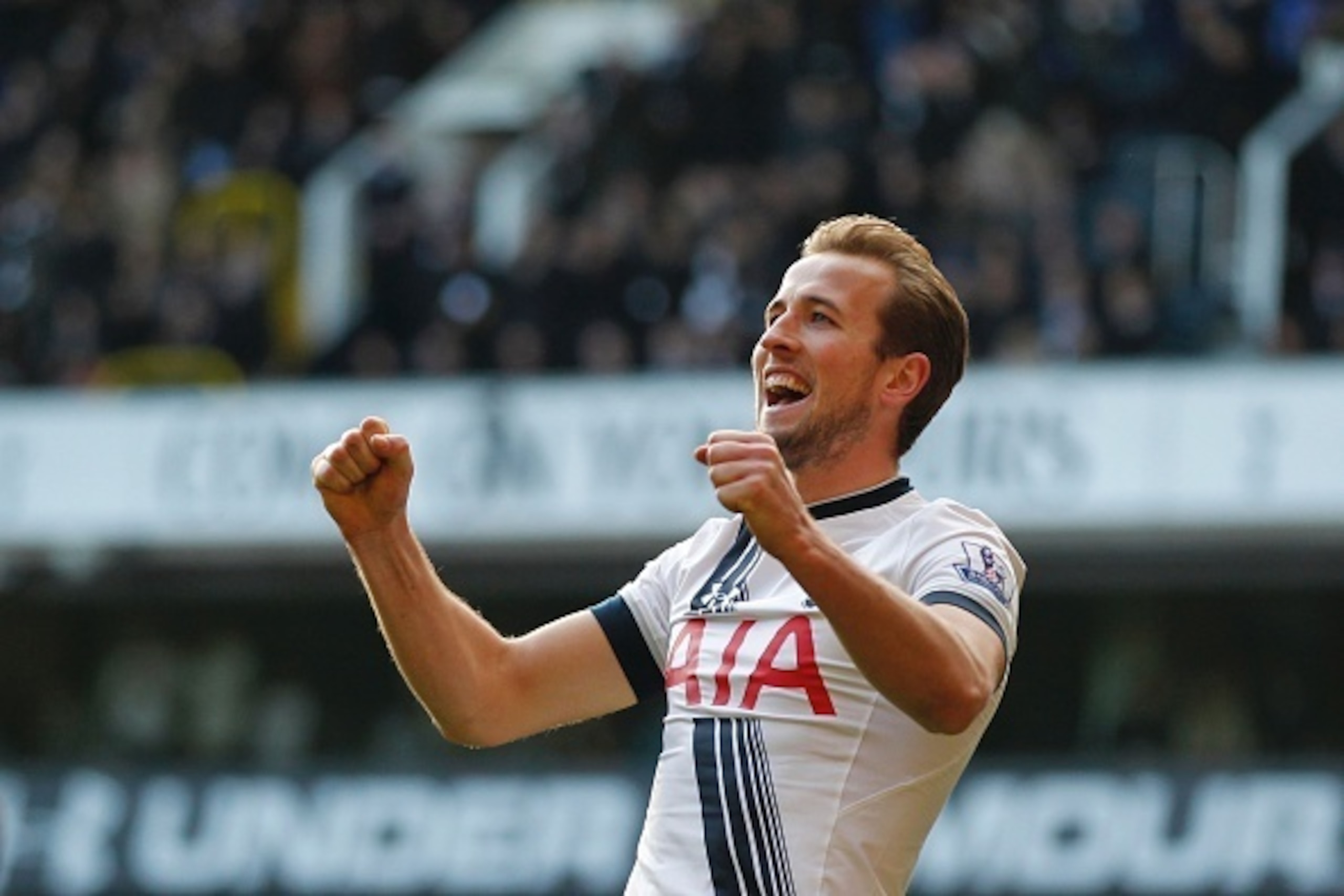 Tottenham Hotspur's English striker Harry Kane celebrates scoring their fourth goal from the penalty spot during the English Premier League football match between Tottenham Hotspur and Sunderland at White Hart Lane in north London on January 16, 2016. AFP