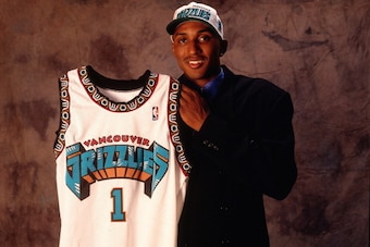 EAST RUTHERFORD, N.J. - JUNE 26: Shareef Abdur-Rahim poses for a portrait after he was choosen number three overall by the Vancouver Grizzlies during the 1996 NBA Draft on June 26, 1996 at the Continental Airlines Arena in East Ruthford, New Jersey. NOTE EAST RUTHERFORD, N.J. - JUNE 26: Shareef Abdur-Rahim poses for a portrait after he was choosen number three overall by the Vancouver Grizzlies during the 1996 NBA Draft on June 26, 1996 at the Continental Airlines Arena in East Ruthford, New Jersey. NOTE