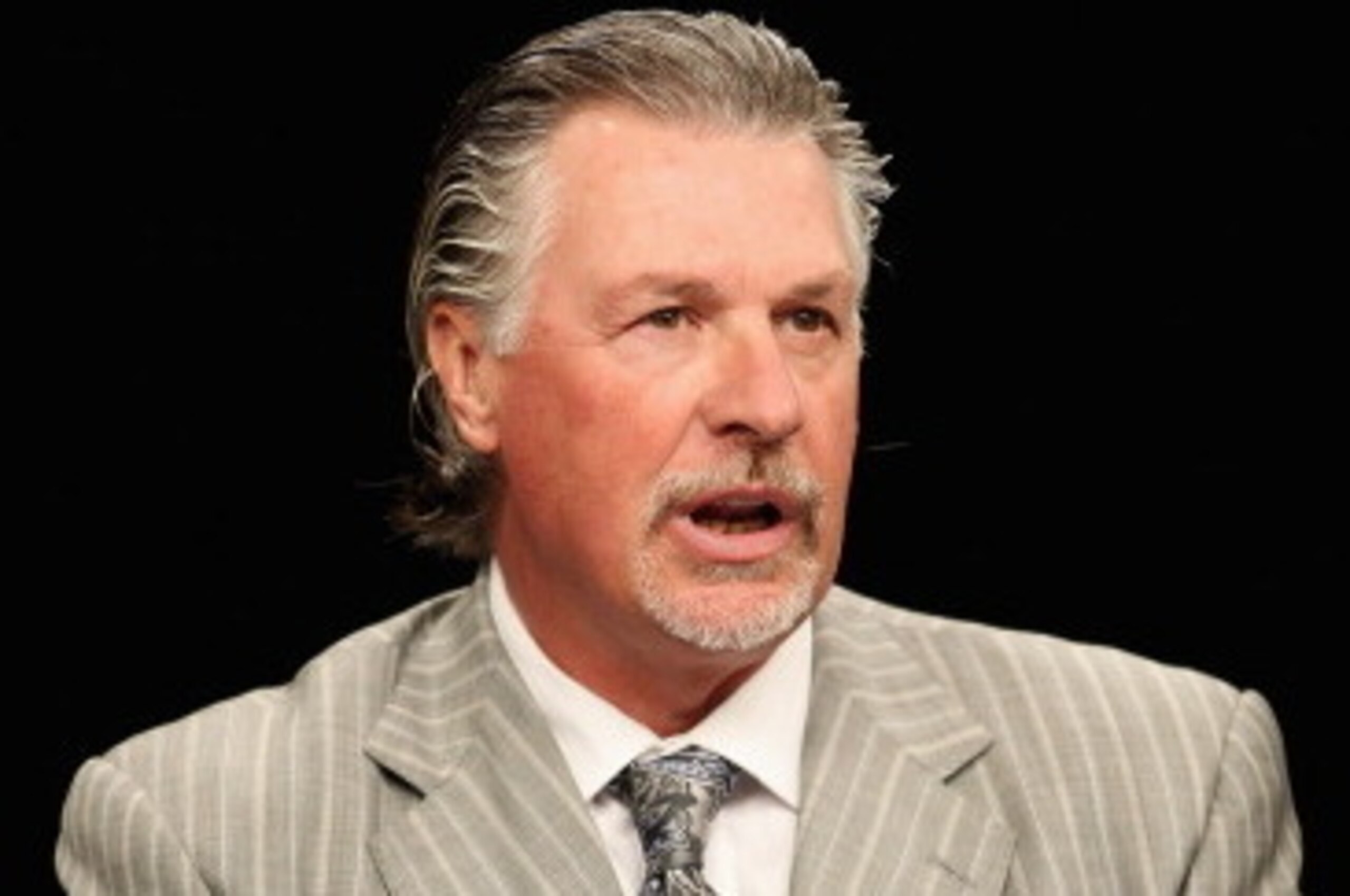 OTTAWA, ON - JANUARY 27:  Hockey Analyst Barry Melrose speaks on set during a NHL Network broadcats during the 2012 NHL All-Star Game Player Media Availability at the Westin Ottawa on January 27, 2012 in Ottawa, Ontario, Canada.  (Photo by Christian Peter