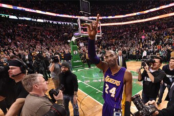 BOSTON, MA - DECEMBER 30: Kobe Bryant #24 of the Los Angeles Lakers after the game against the Boston Celtics on December 30, 2015 at the TD Garden in Boston, Massachusetts.  NOTE TO USER: User expressly acknowledges and agrees that, by downloading and or